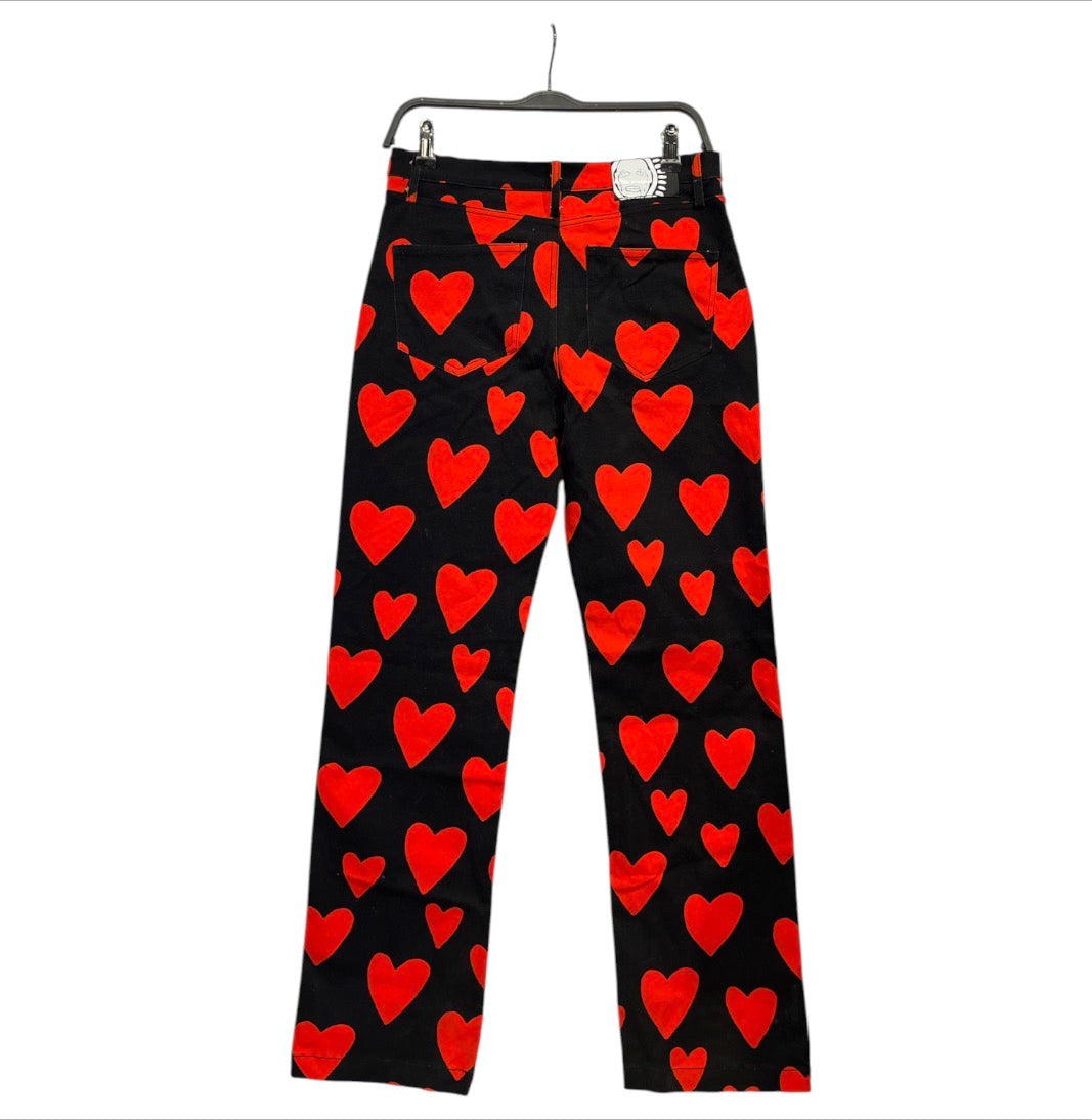 PATRICK CHURCH/Straight Pants/28/All Over Print/Cotton/BLK/HEART AOP ART PANTS view 2