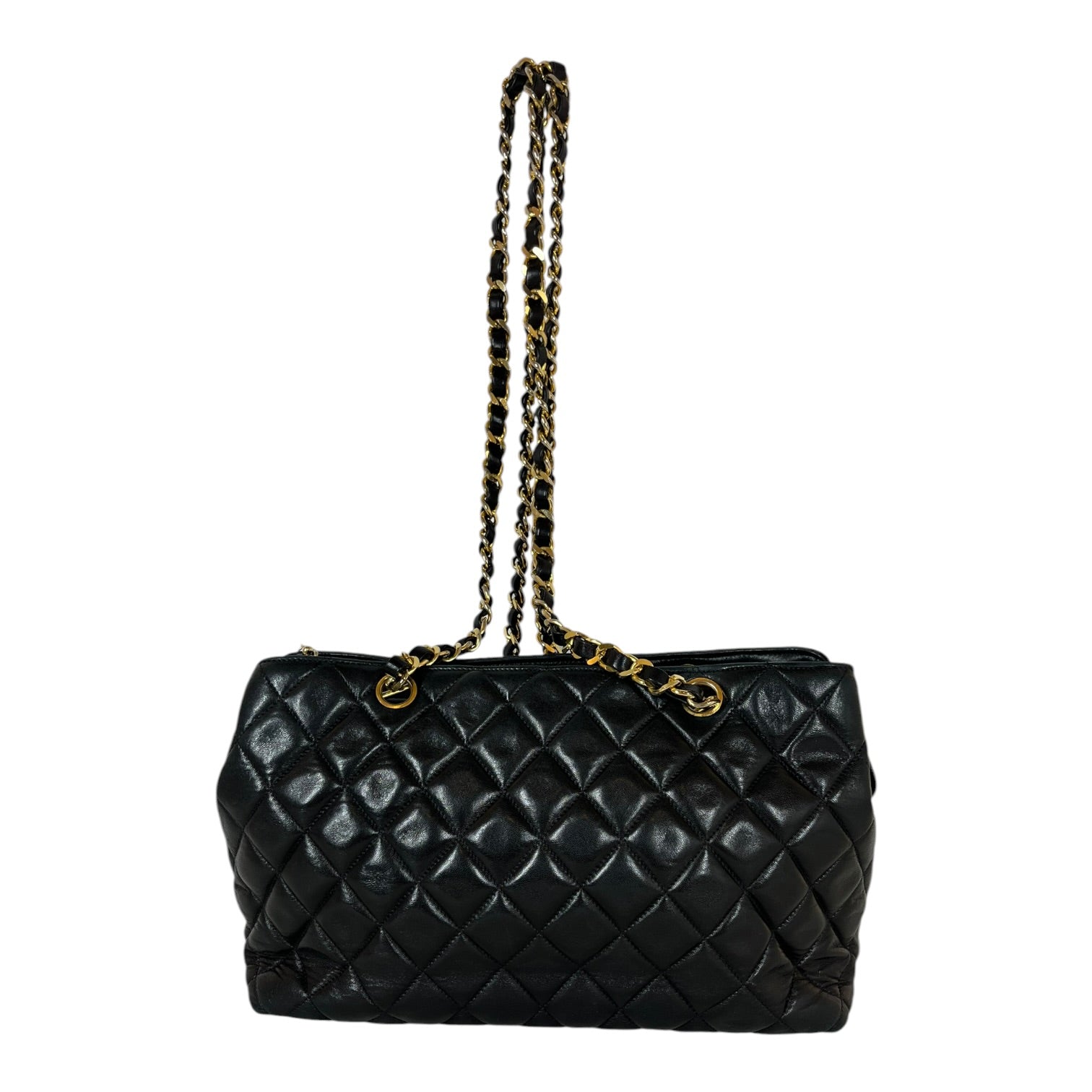 CHANEL/Cross Body Bag/Leather/BLK/QUILTED GOLD BRAIDED CHAIN view 2