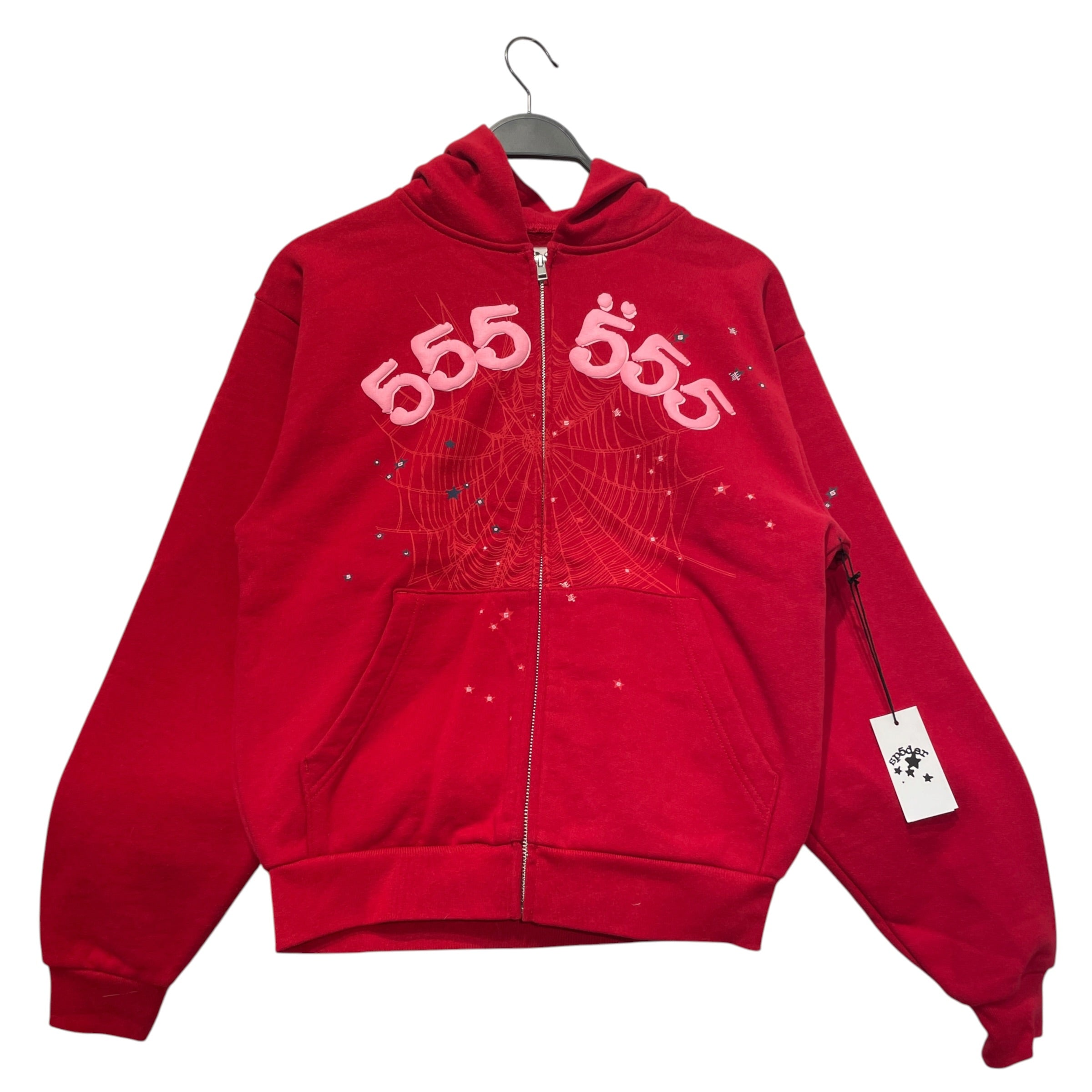 Sp5der/Zip Up Hoodie/XS/Cotton/RED/Logo Hoodi3 view 1