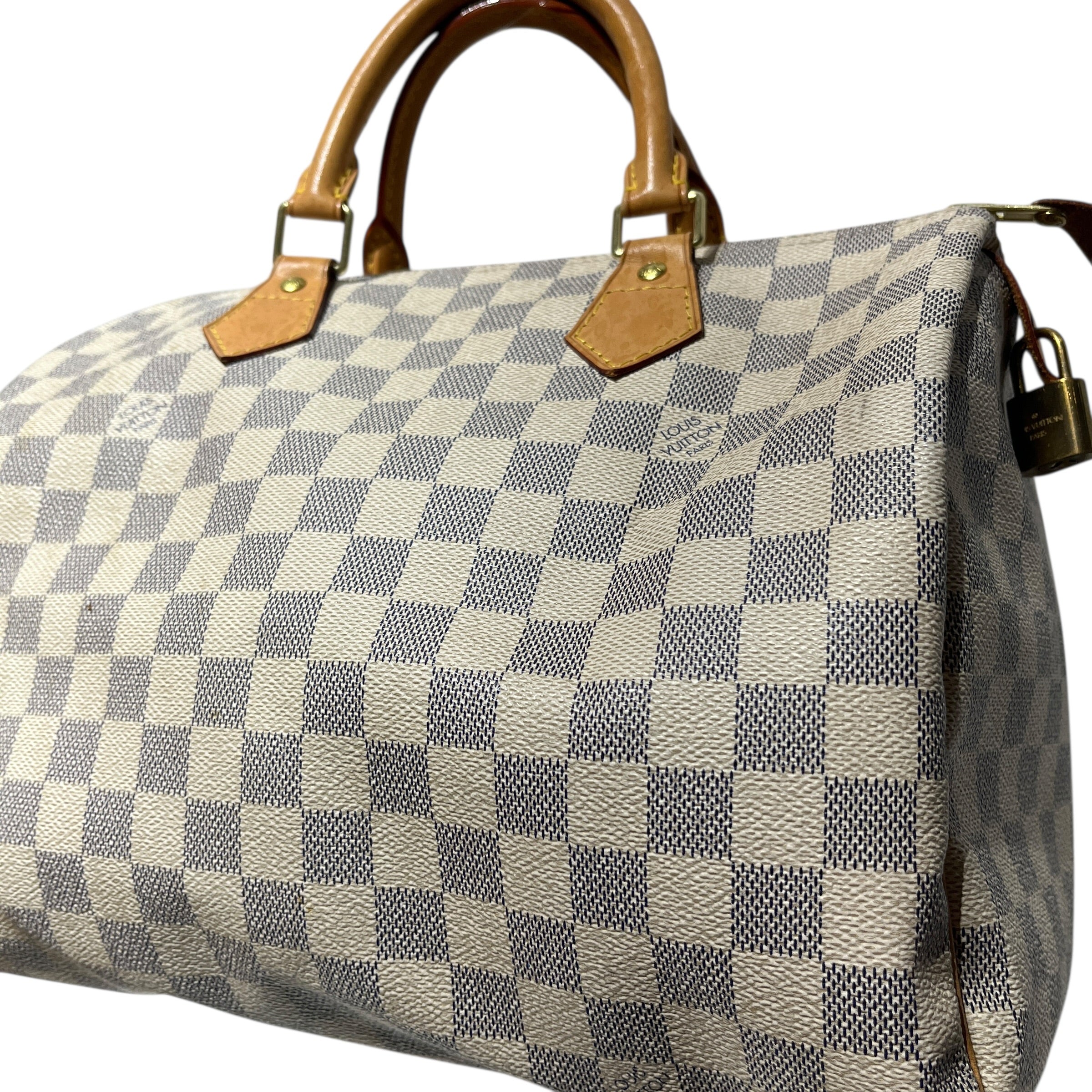 LOUIS VUITTON/Boston Bag/All Over Print/Leather/WHT/Damier Azur Speedy 25 view 3