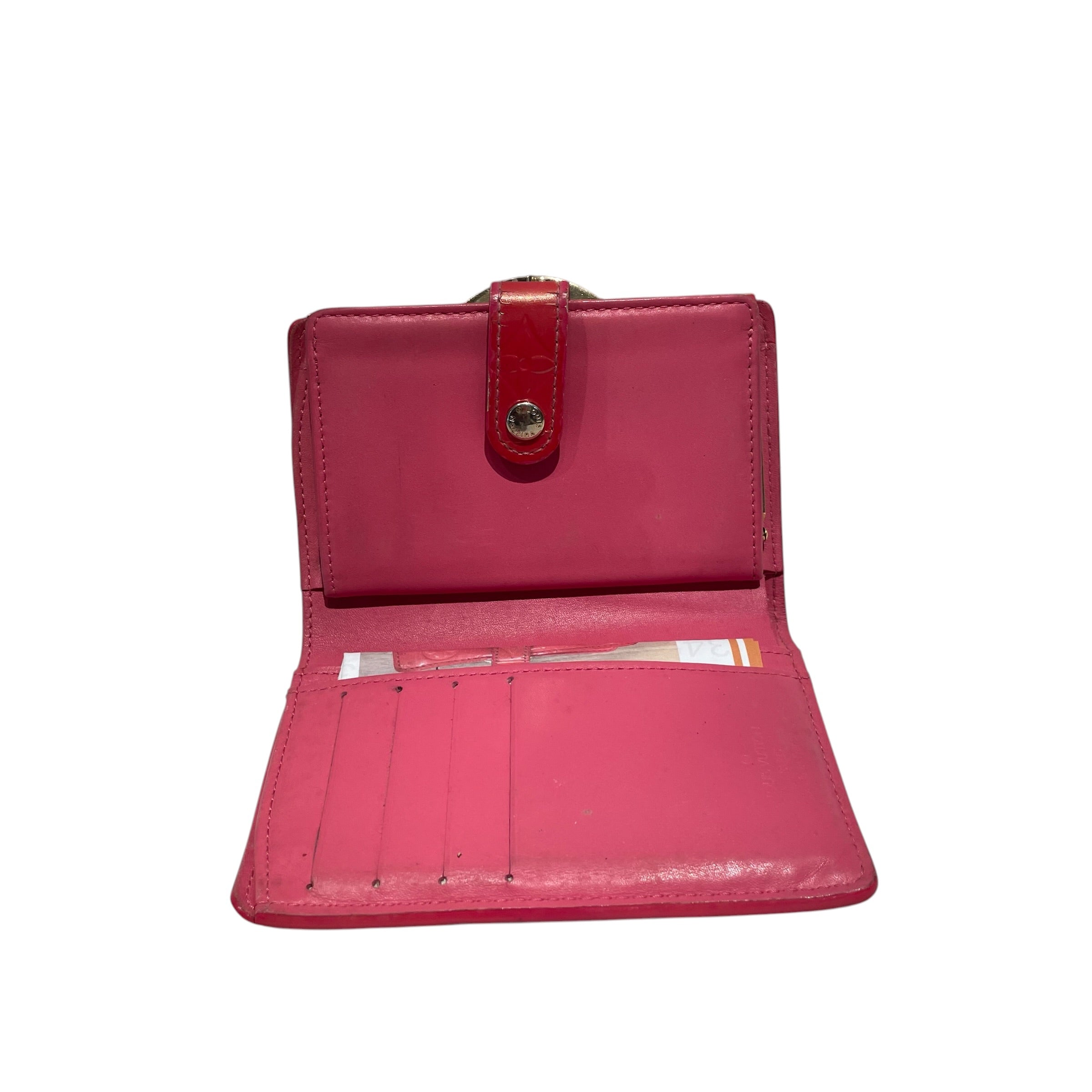 LOUIS VUITTON/Bifold Wallet/Leather/RED/L's/Vernis  french snap flap view 2