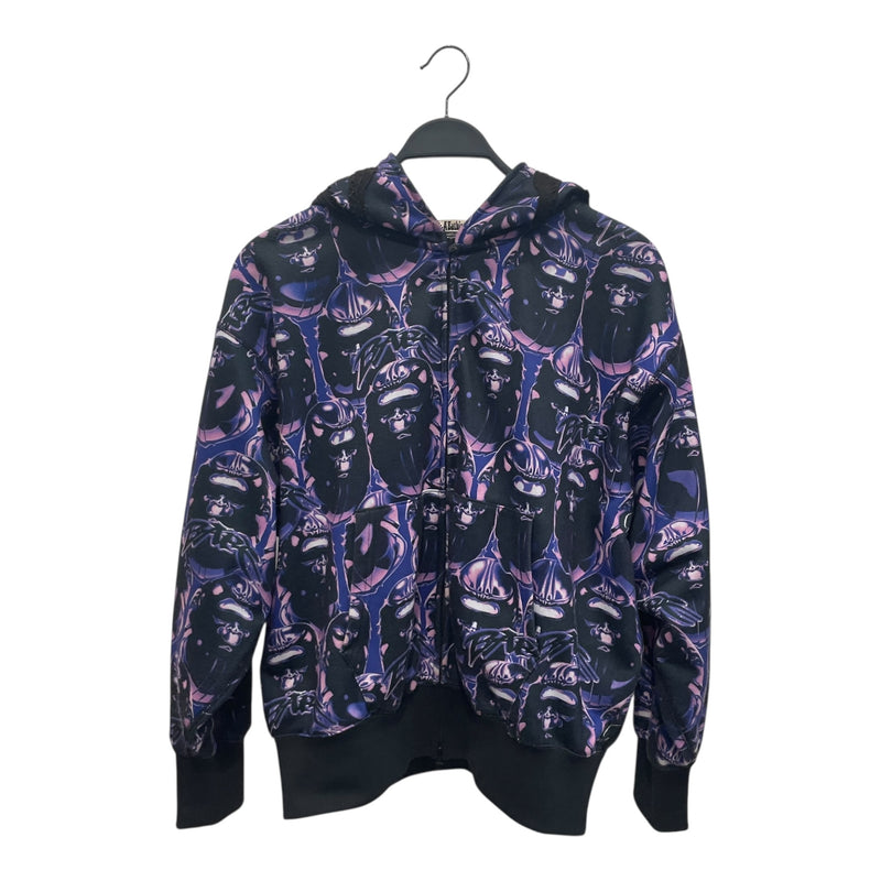 A BATHING APE/Zip Up Hoodie/S/All Over Print/Cotton/PPL/grafitti shark full zip