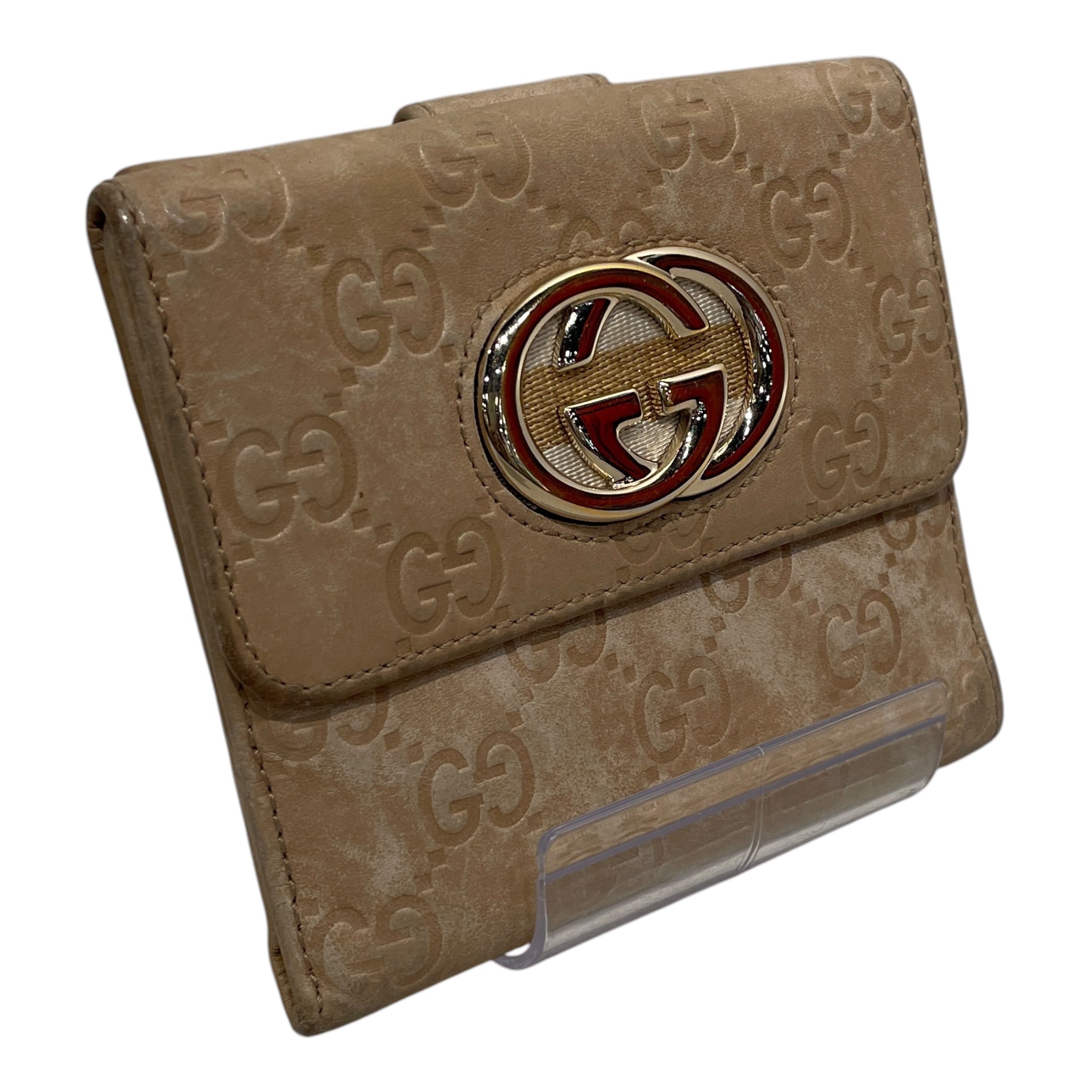 GUCCI/Trifold Wallet/Monogram/Leather/BEG/L's/guccissima view 1