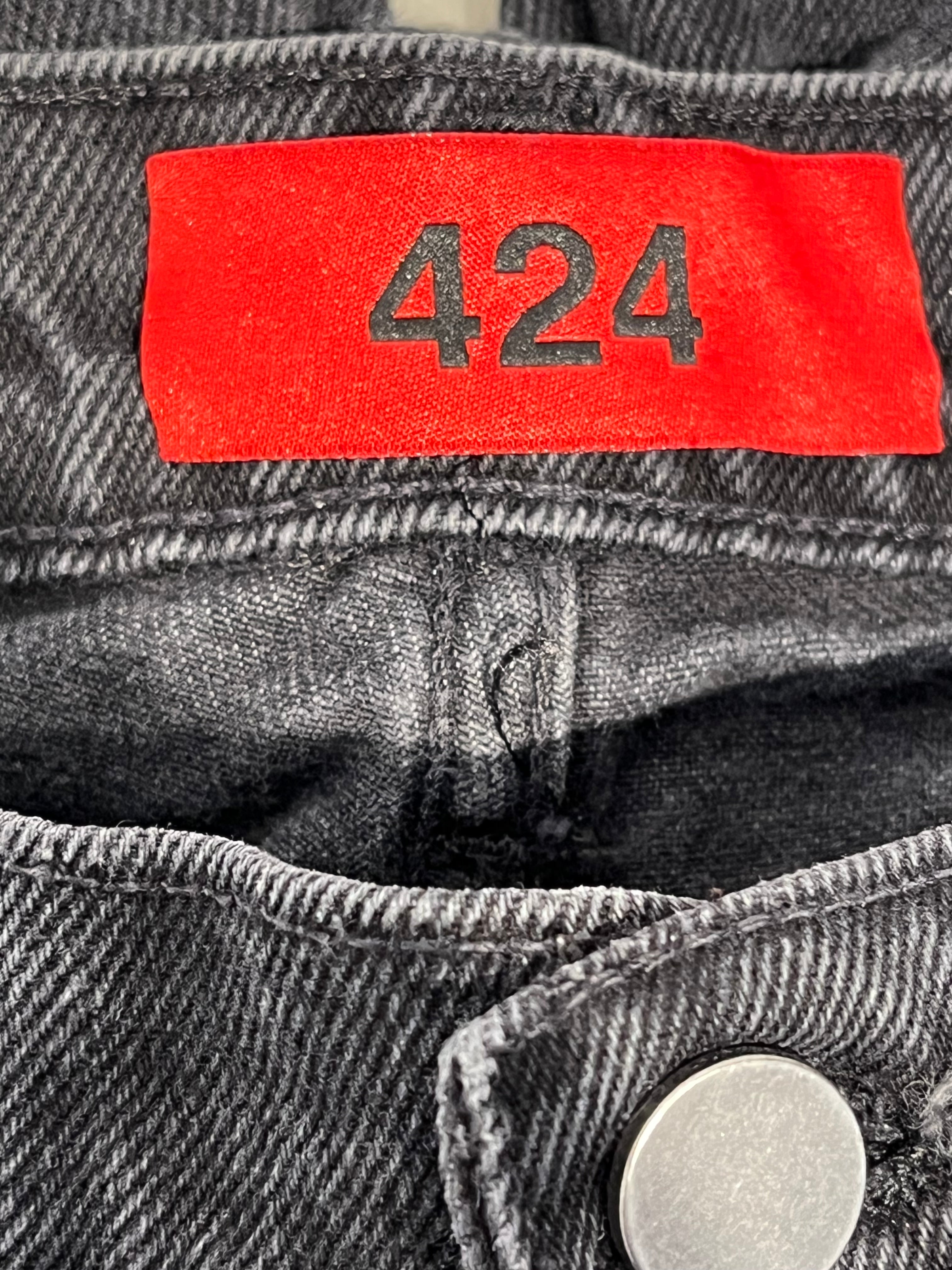 424(FourTwoFour)/Pants/S/Cotton/GRY/red panel jeans view 4