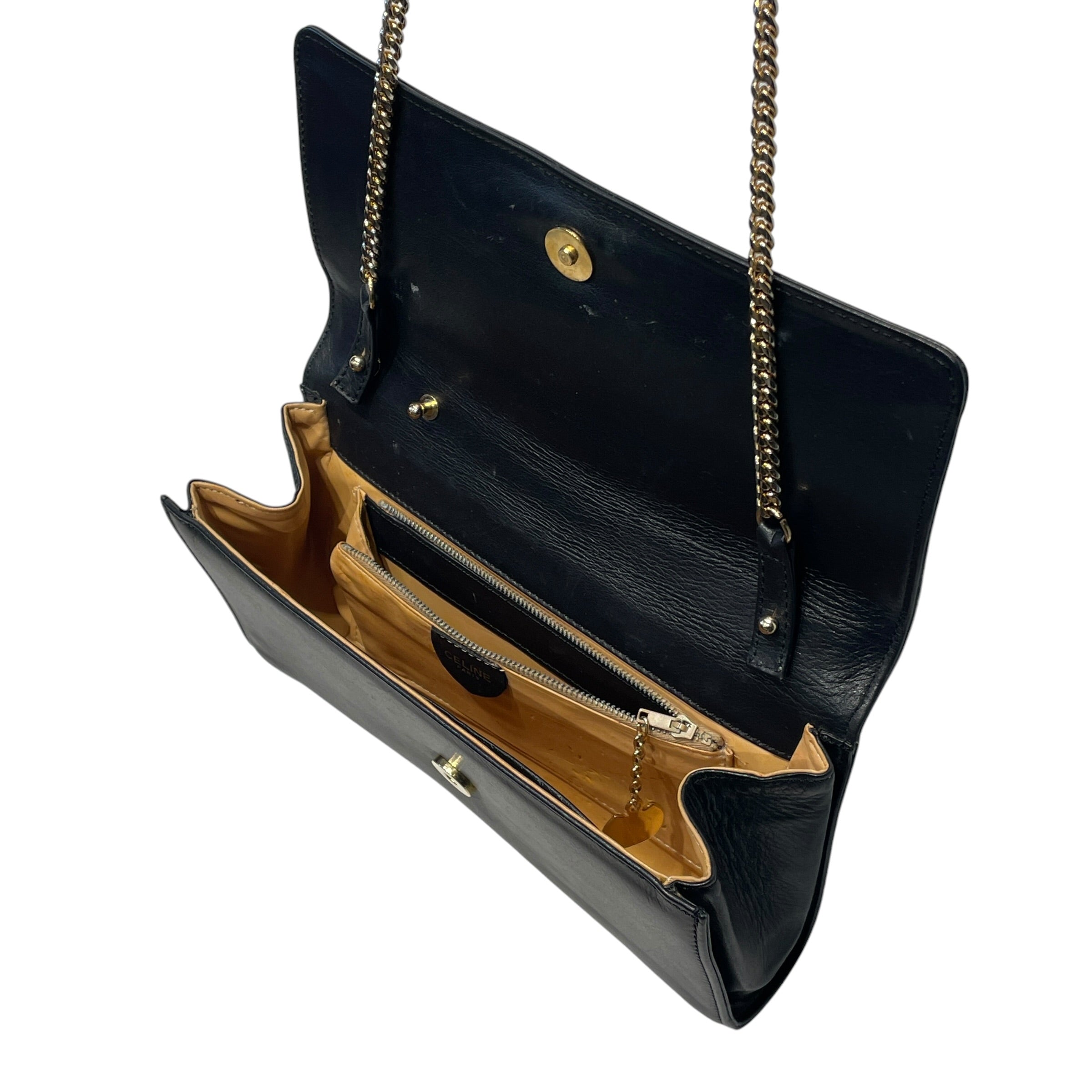 CELINE/Cross Body Bag/Leather/BLK/gold horsebit/detachable chain view 6