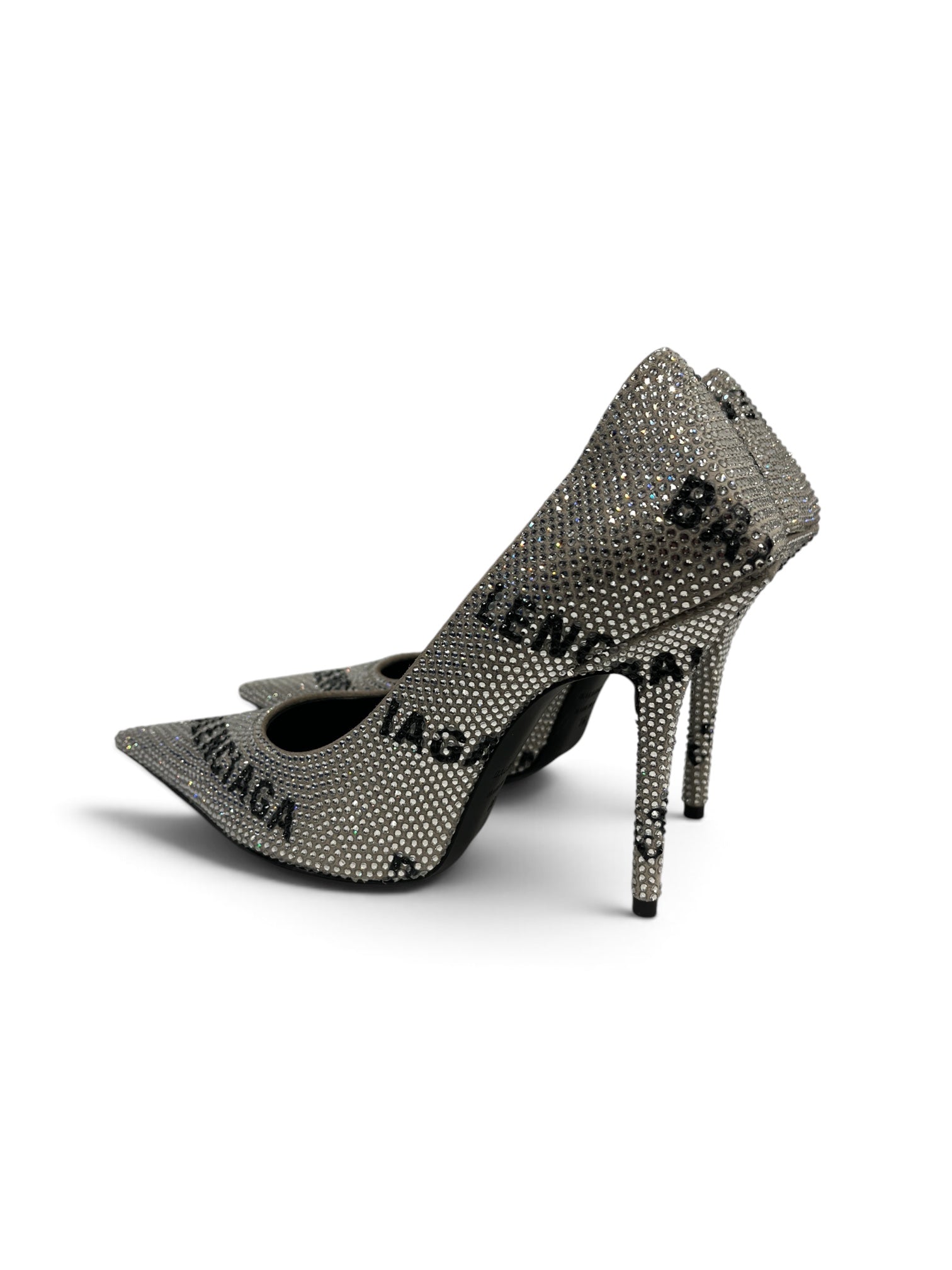 BALENCIAGA/Heels/EU 36/Monogram/Suede/GRY/V-Tip/RHINESTONE KNIFE SQUARE HEEL view 2