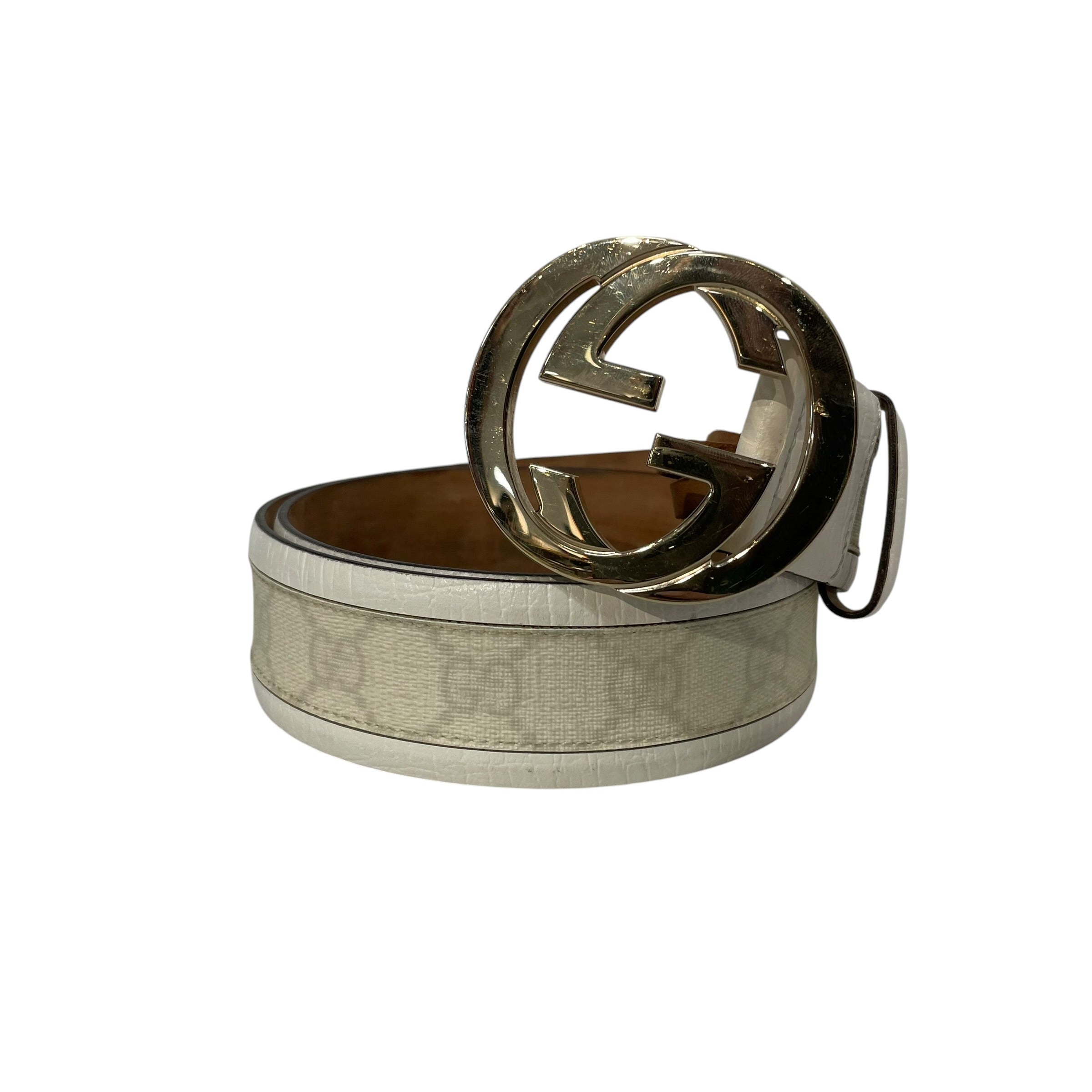 GUCCI/Belt/Monogram/Leather/WHT/L's/ view 1