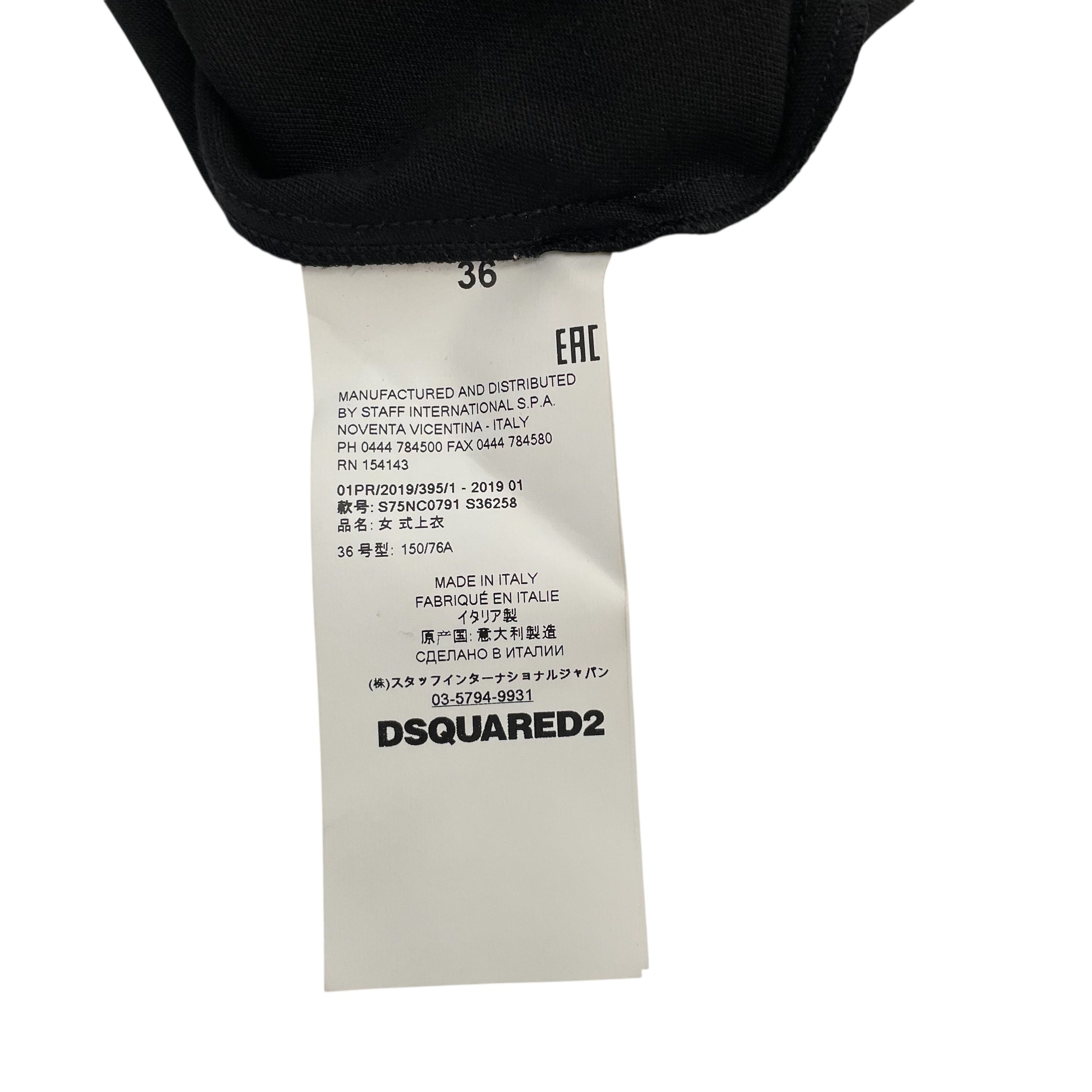 DSQUARED2/Tank Top/36/Cotton/BLK/Zip body view 4