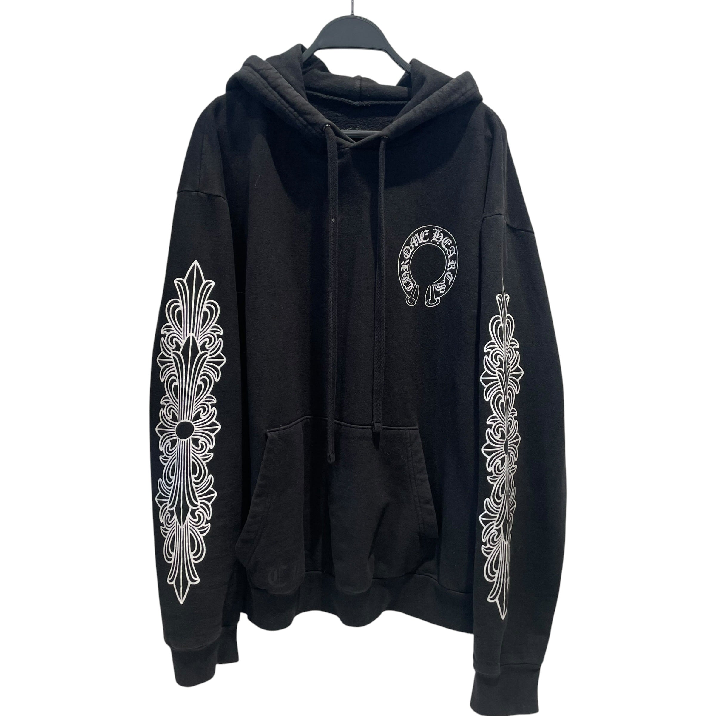 CHROME HEARTS/Hoodie/M/Graphic/Cotton/BLK/HORSHOE FLORAL HOODIE view 1