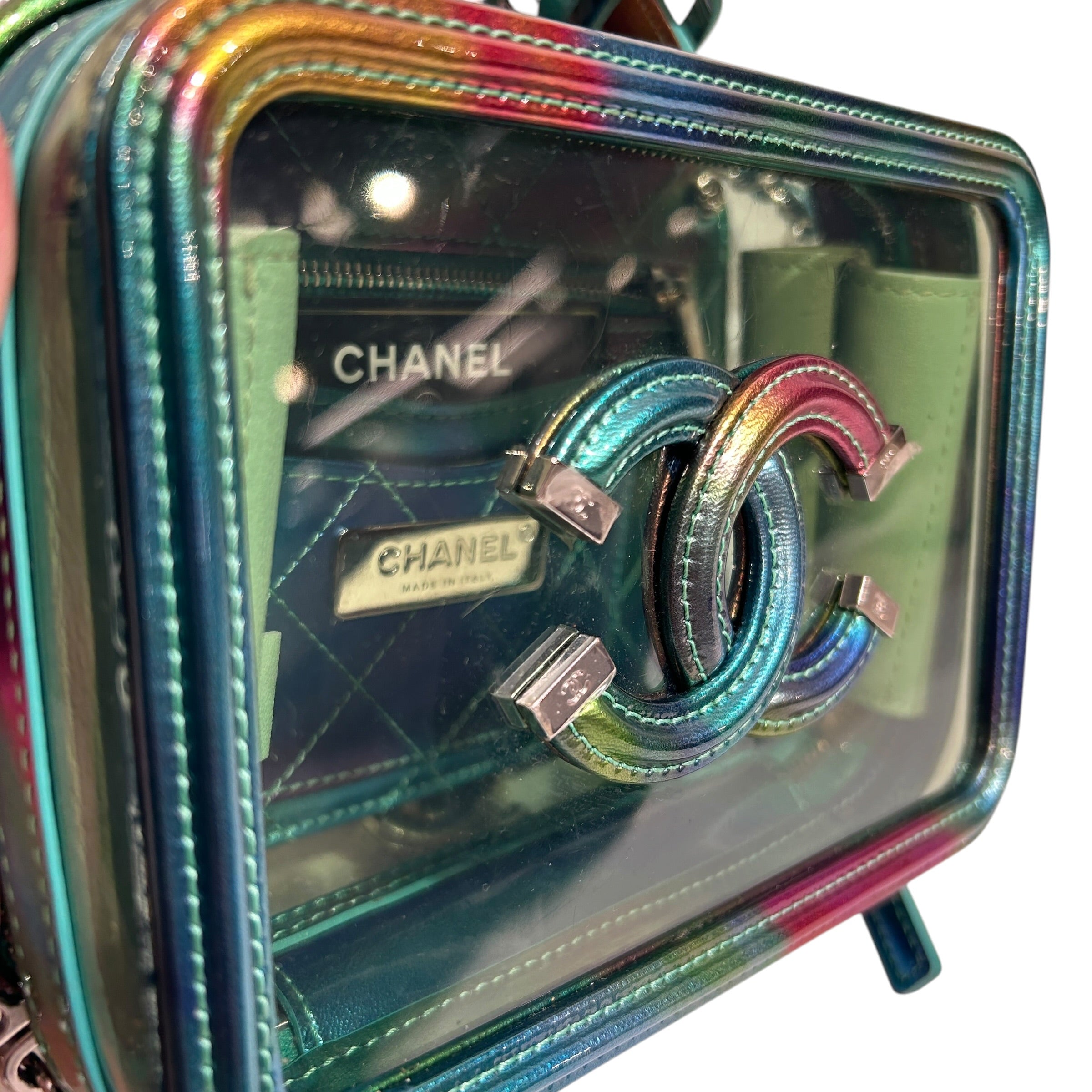CHANEL/Cross Body Bag/Iridescent/Leather/MLT/PVC Filigree Vanity Case view 3