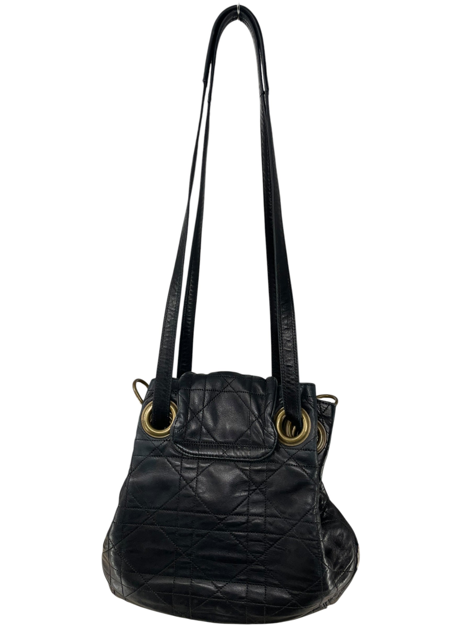 Christian Dior/Bag/Graphic/Leather/BLK/CANNAGE DRAWSTRING FLAP view 2