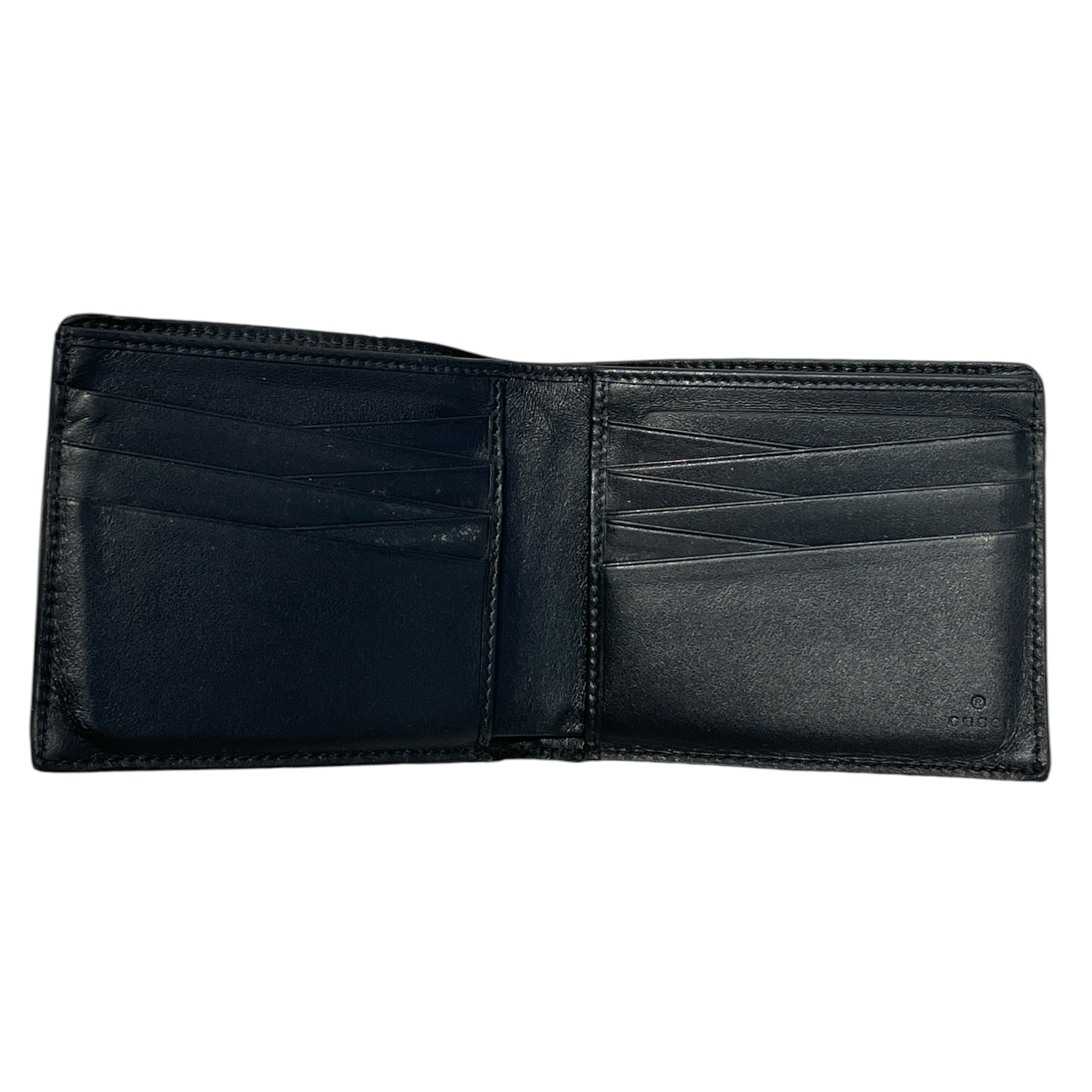 GUCCI/Trifold Wallet/Monogram/Leather/BLK/M's/ view 3