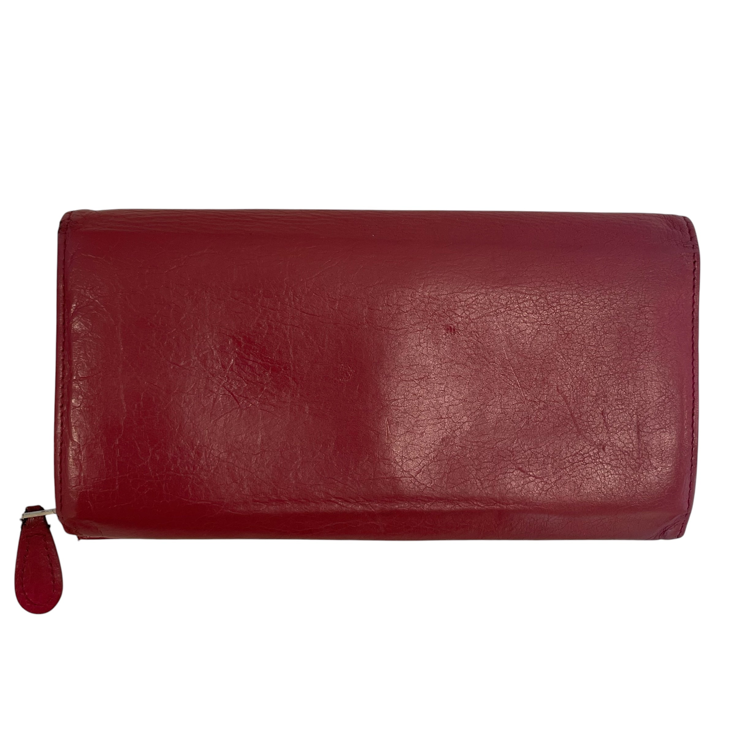 BALENCIAGA/Bifold Wallet/Leather/PNK/L's/lthr wllt gromet in front view 2