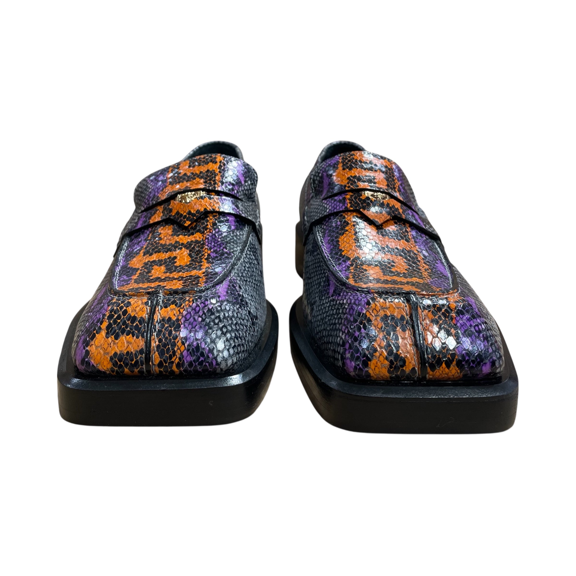 VERSACE/Dress Shoes/EU 41/Animal Pattern/Leather/GRY/phython embossed loafers view 3