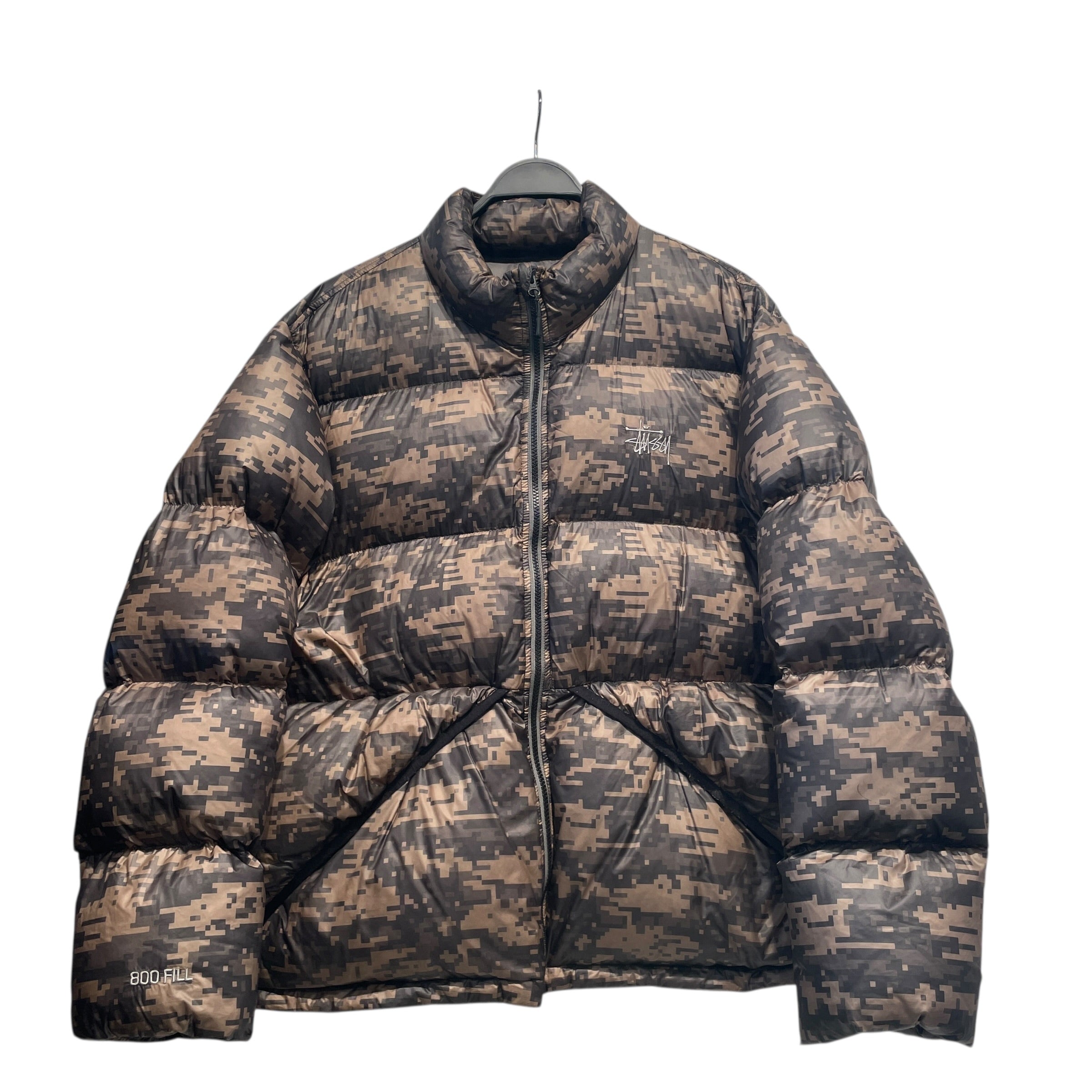 STUSSY/Puffer Jkt/L/Polyester/KHK/Camouflage/downgear/digi view 1