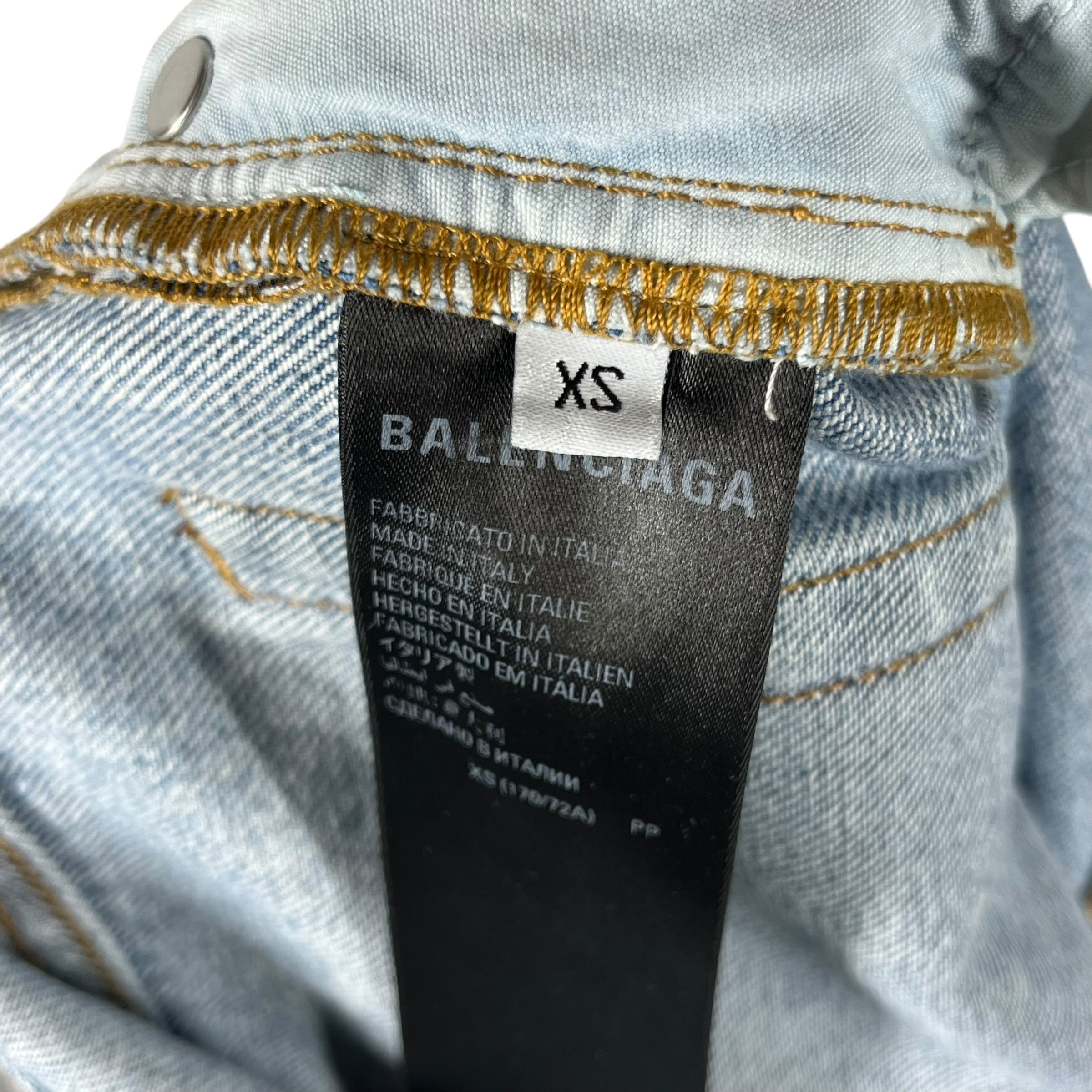 BALENCIAGA/Straight Pants/XS/Denim/BLU/distressed light wash view 4