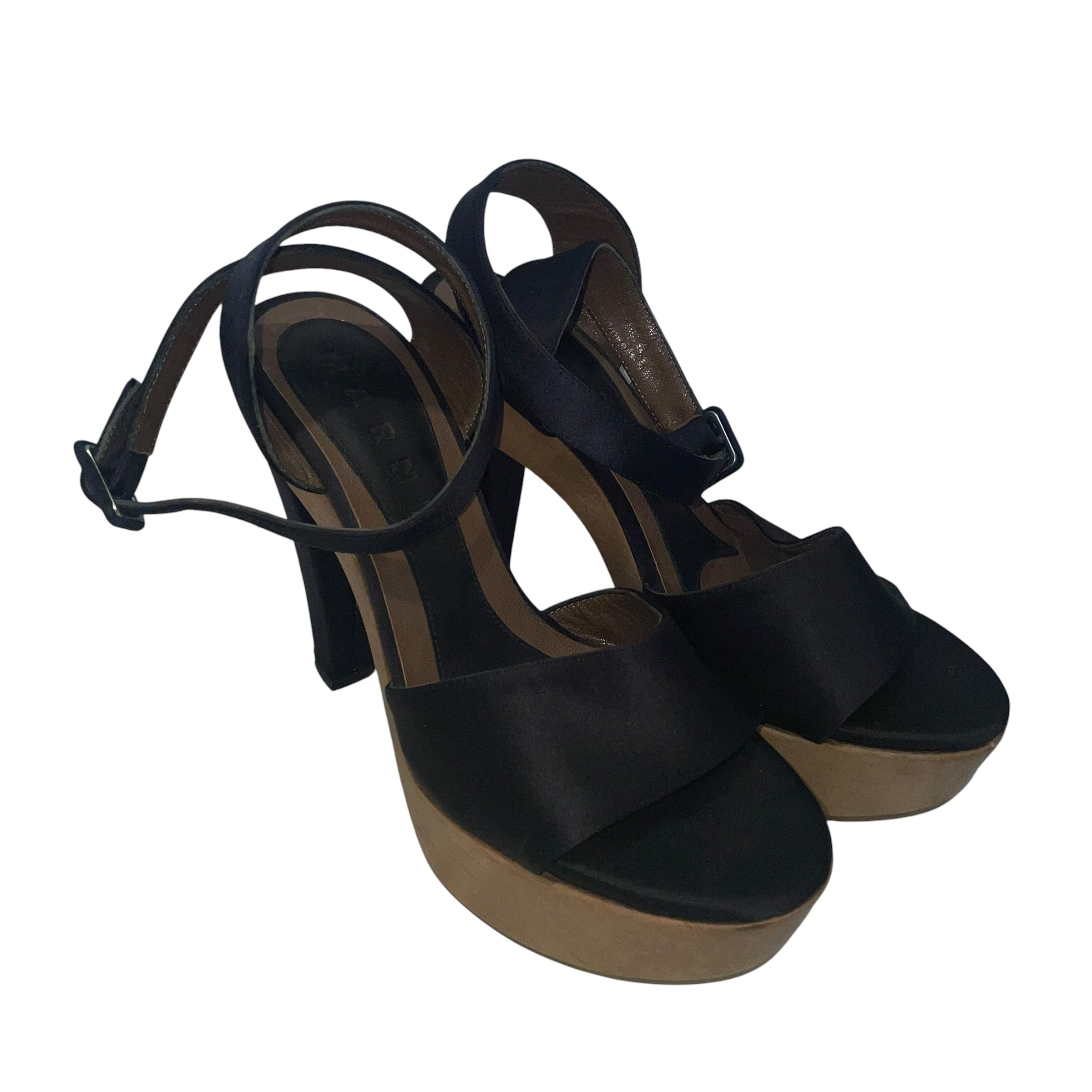 MARNI/Heels/US 6/BLK/MARNI VELOUR HEELS WOOD BOTTOM view 2