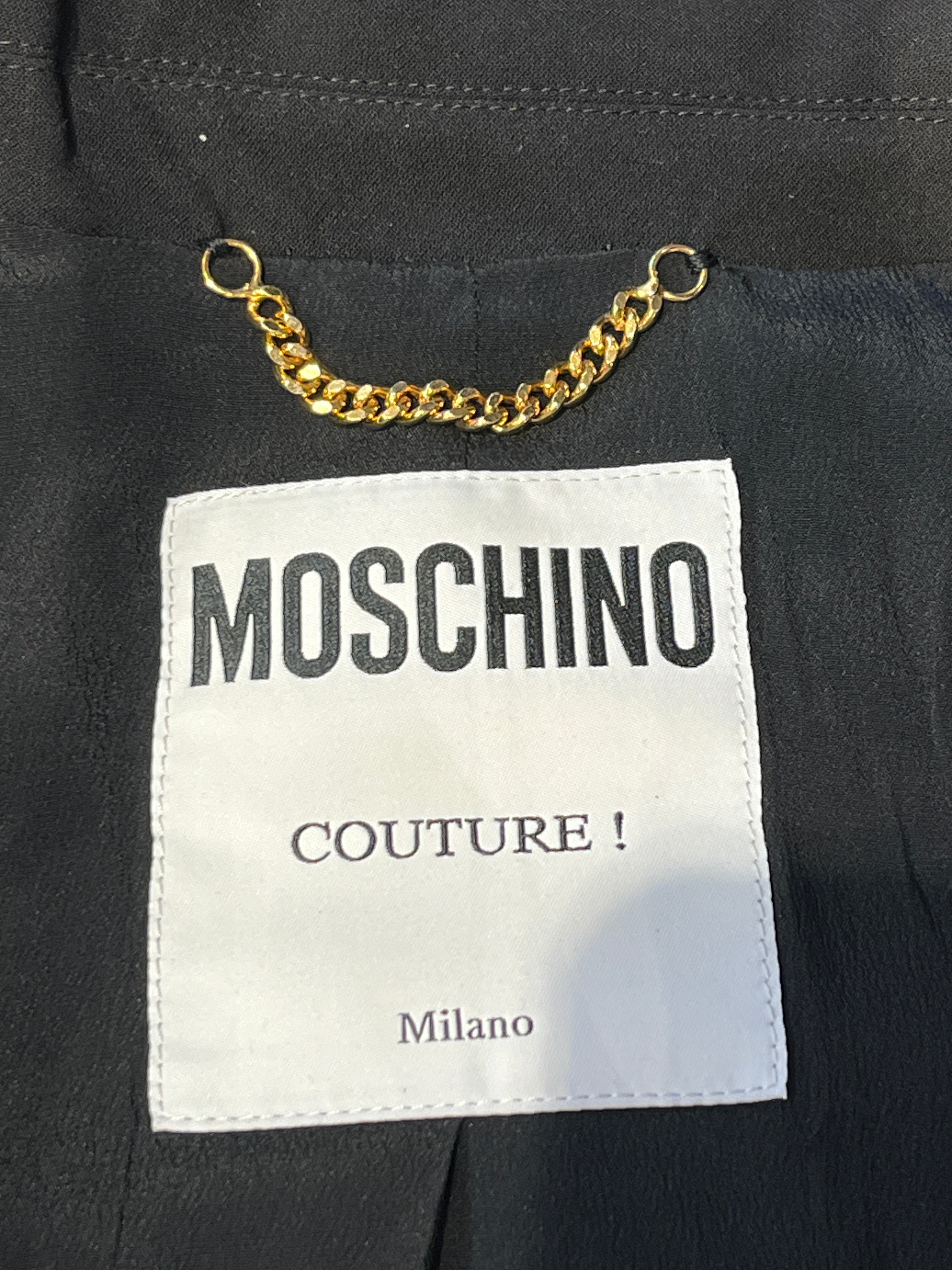 MOSCHINO/Tailored Jkt/4/Border/Polyester/BLK/Single Breasted/ view 3