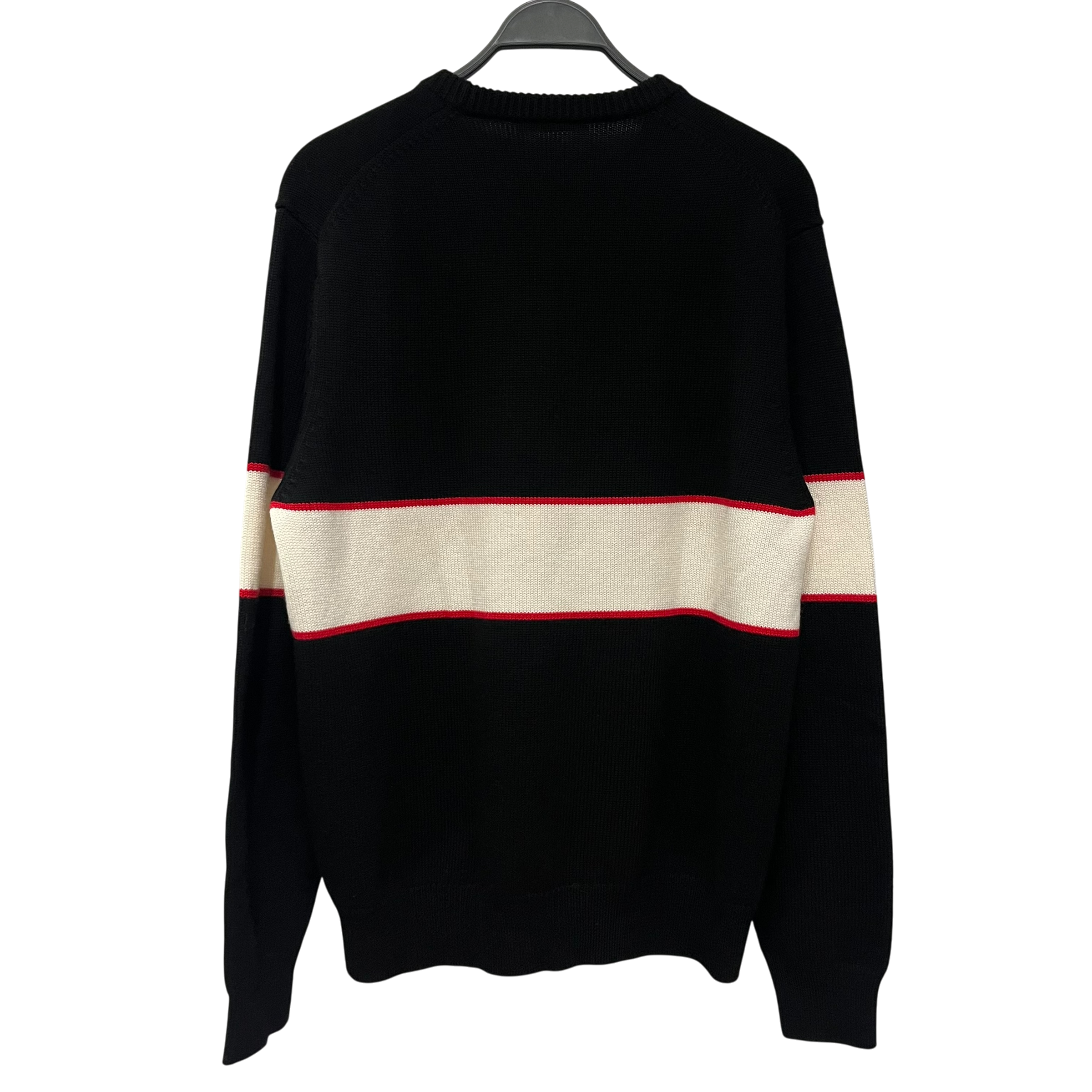 GIVENCHY/Heavy Sweater/L/Stripe/Wool/BLK/intarsia logo view 2