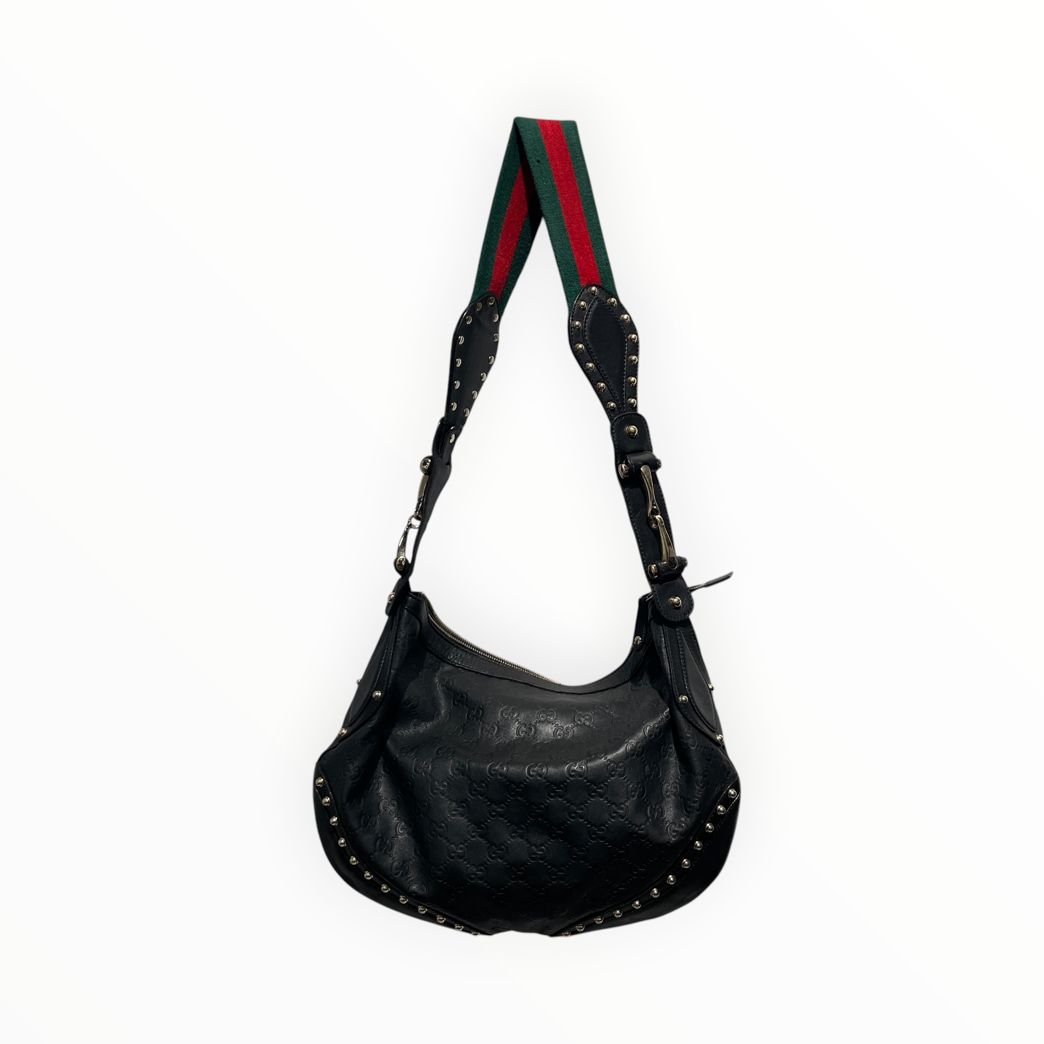 GUCCI/Bag/Monogram/Leather/BLK/pelham studded shoulder bag view 1