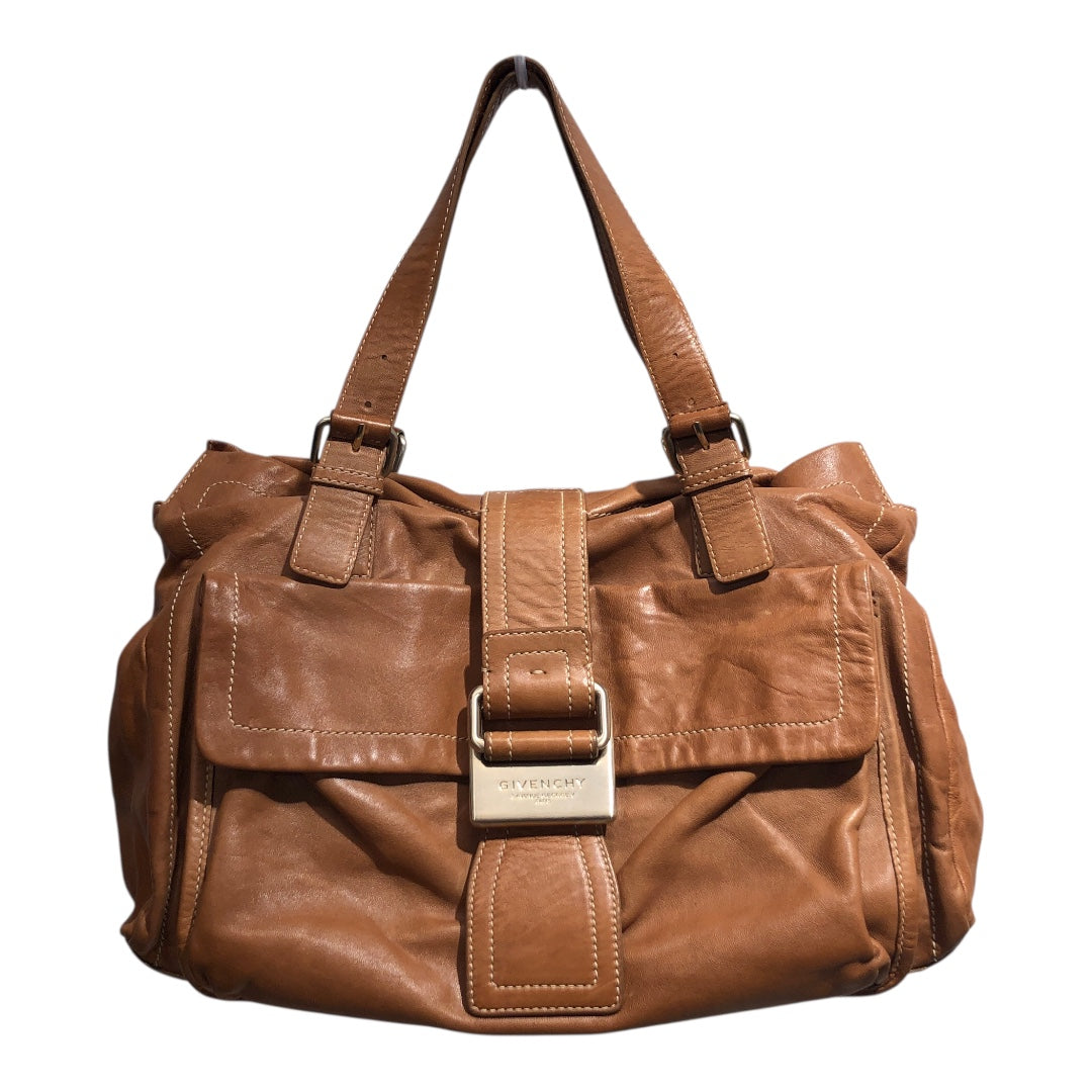 GIVENCHY/Hand Bag/Leather/BRW/Large magnetic front buckle view 1