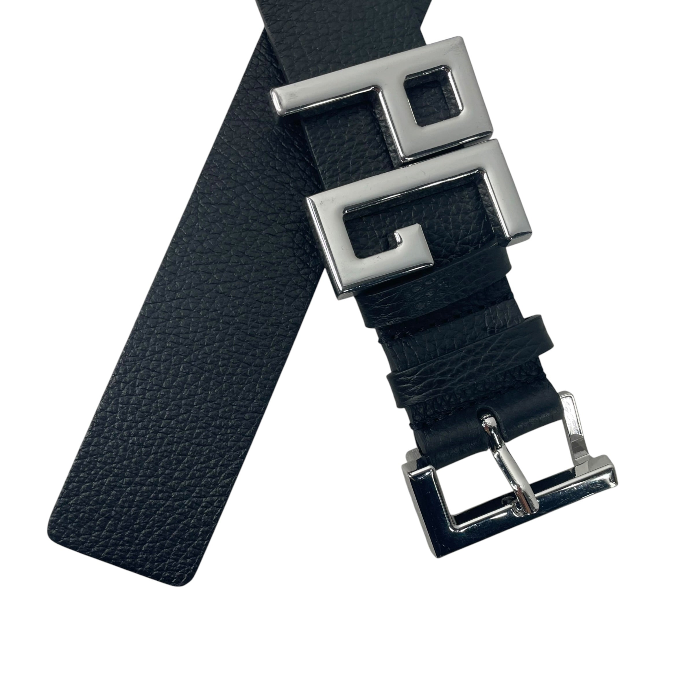 Jean Paul Gaultier/Belt/Leather/BLK/jpg silver buckle view 2