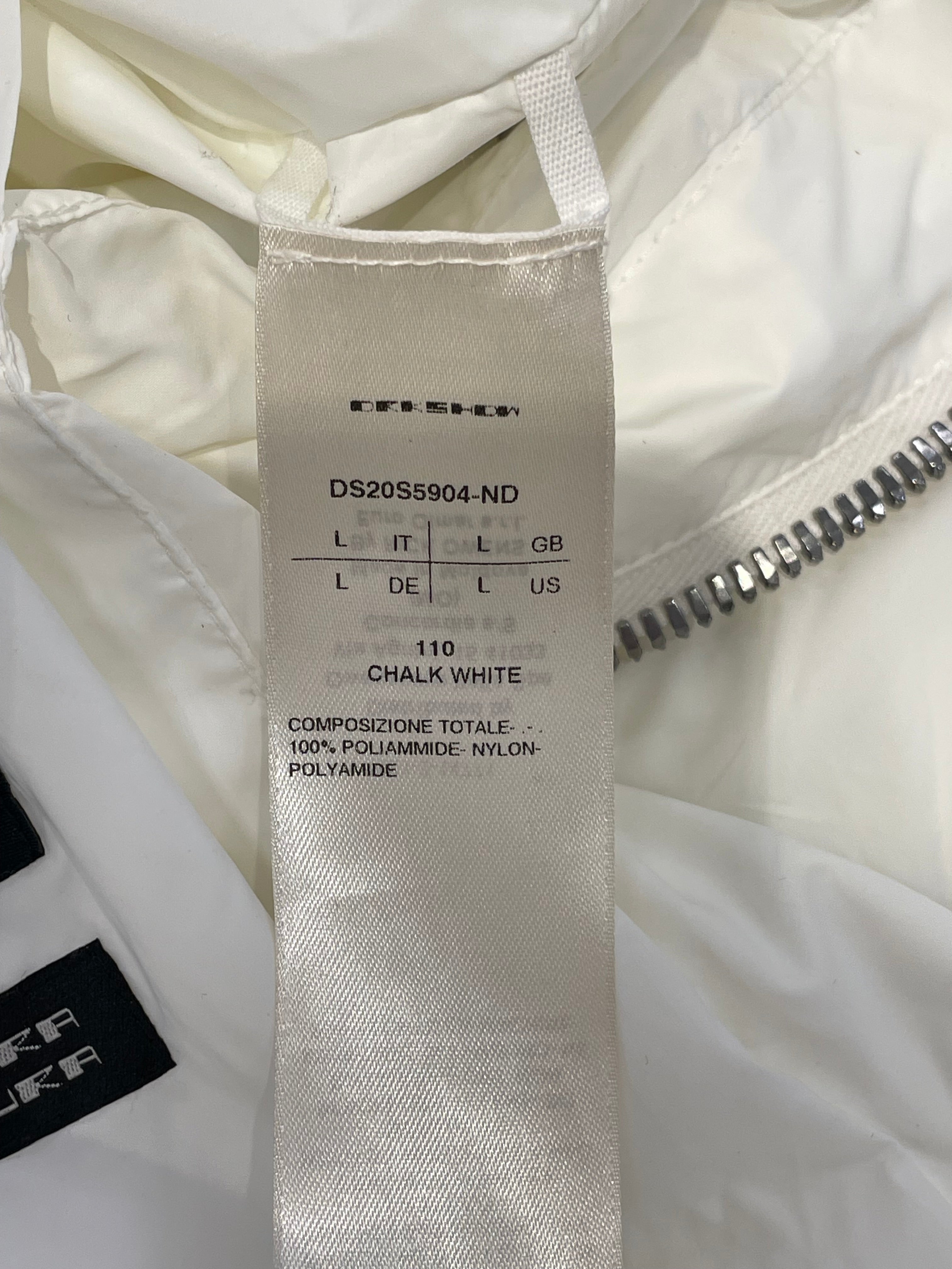RICK OWENS DRKSHDW/Windbreaker/L/Nylon/WHT/SOMBRA OSCURA W/ DRAWSTRINGS view 4