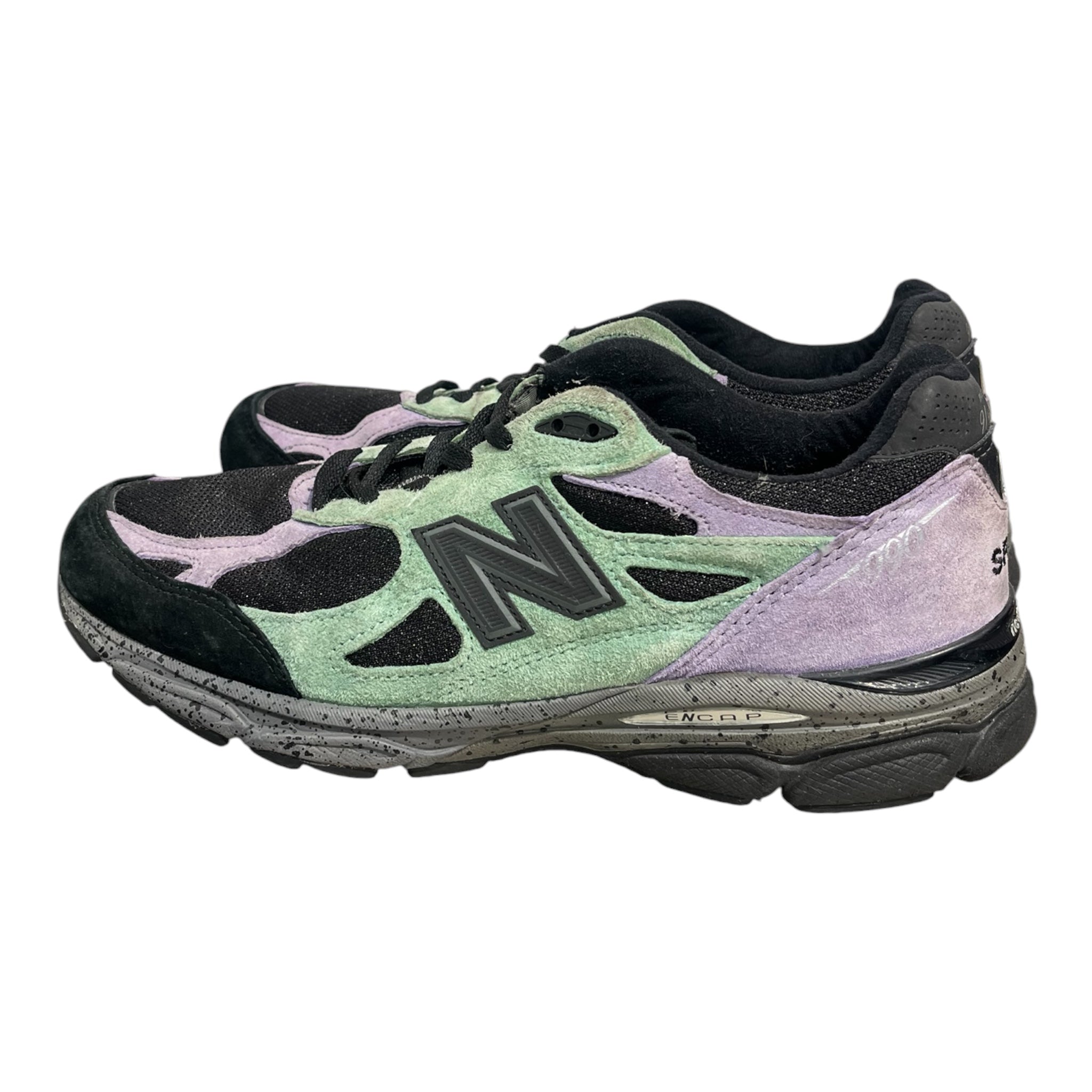 NEW BALANCE/STRAY RATS/Low-Sneakers/US 10.5/Suede/BLK/990V3 THE JOKER GRN/PPL view 4