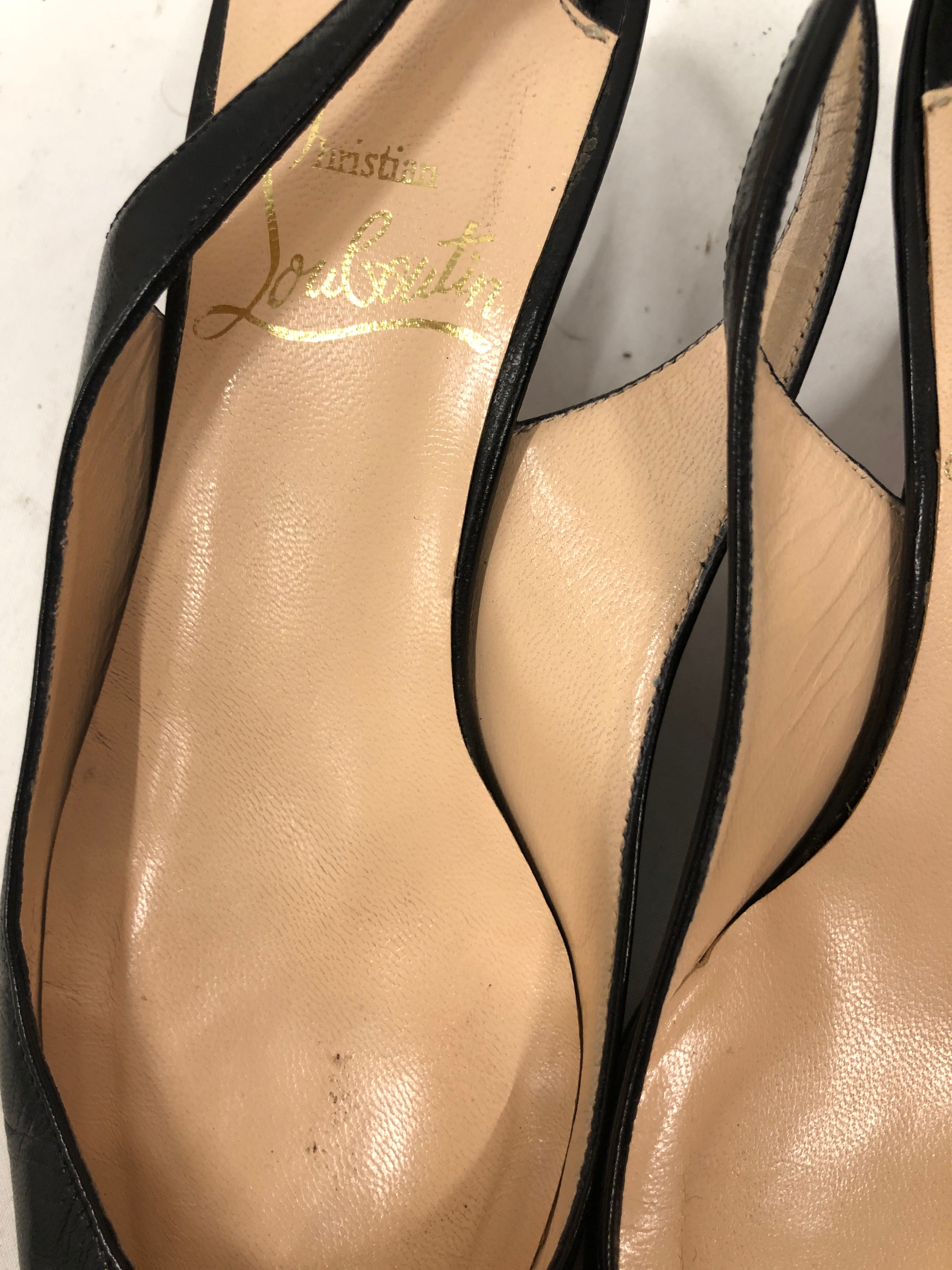 Christian Louboutin/Heels/EU 35/Leather/BLK/Pointed-Toe/Kitten view 4