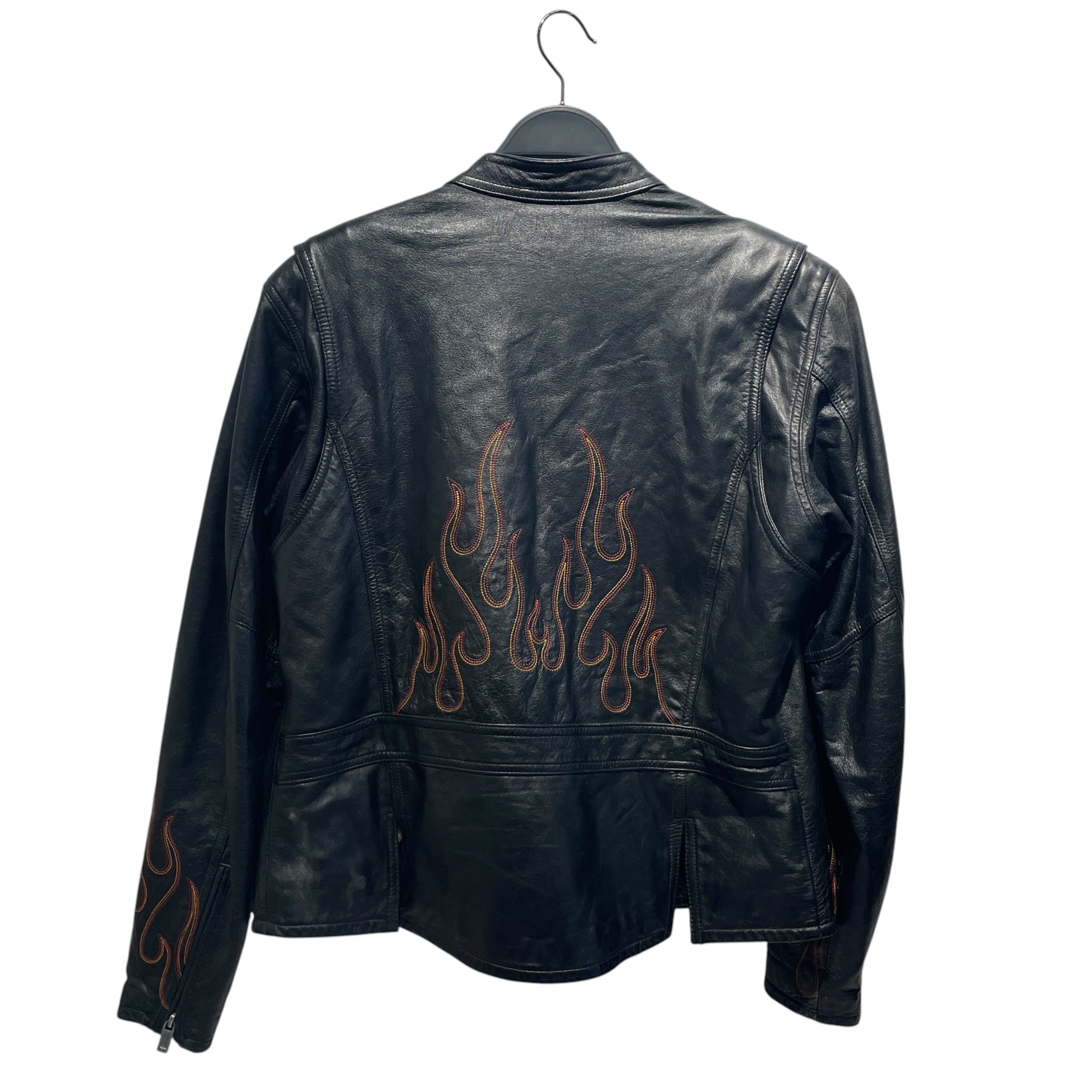 HARLEY DAVIDSON/Leather Jkt/L/Leather/BLK/flame view 2