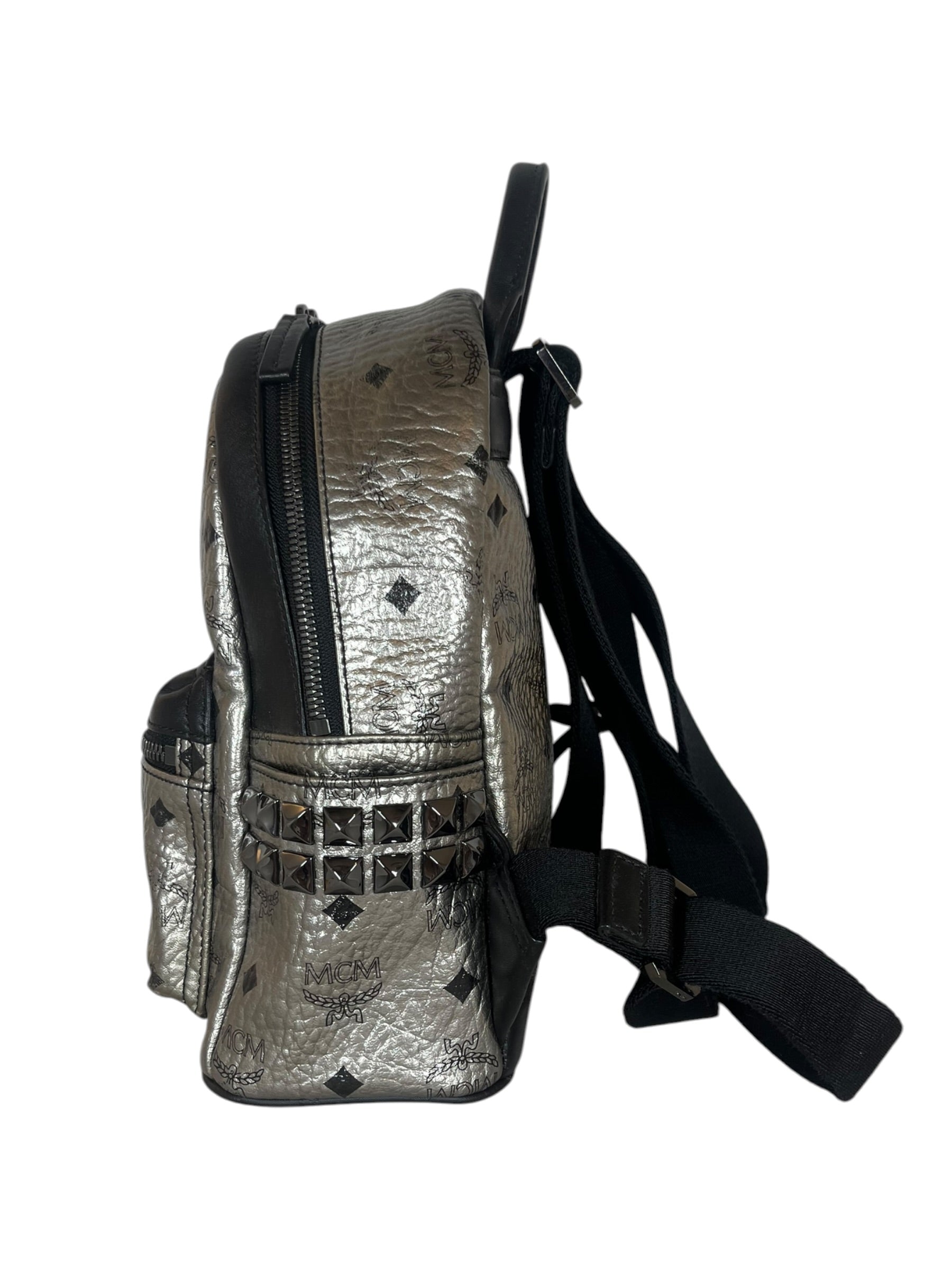 MCM/Backpack/Monogram/Leather/SLV/MINI BACKPACK view 3