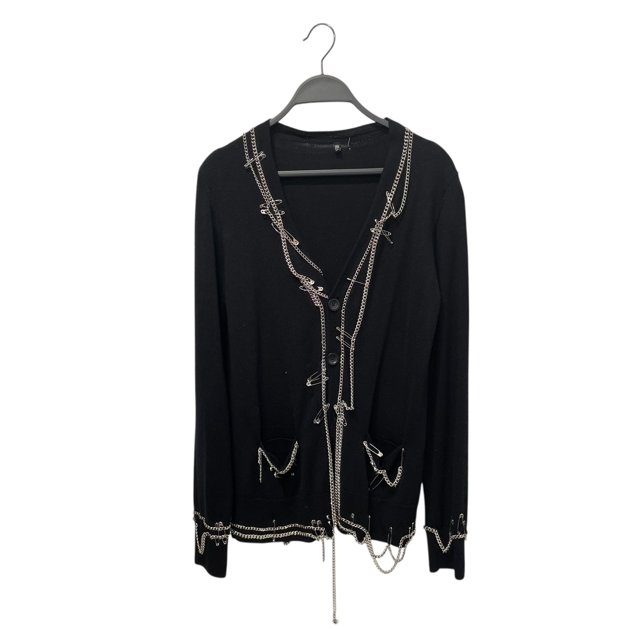 R13/Cardigan/Cotton/BLK/CHAIN EMBELLISHED view 1