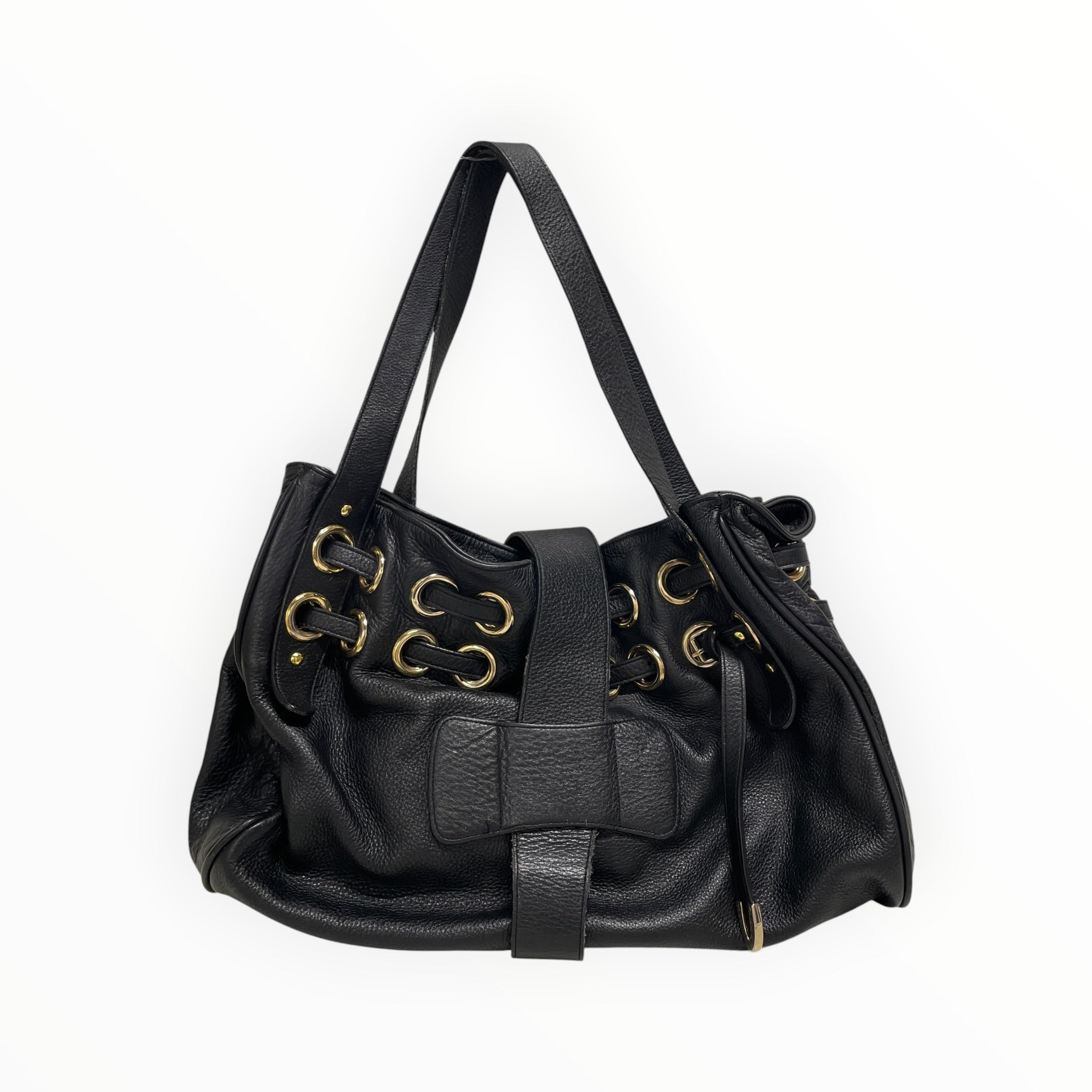 JIMMY CHOO/Hand Bag/Leather/BLK/GOLD RINGS/SHOULDER BAG view 2