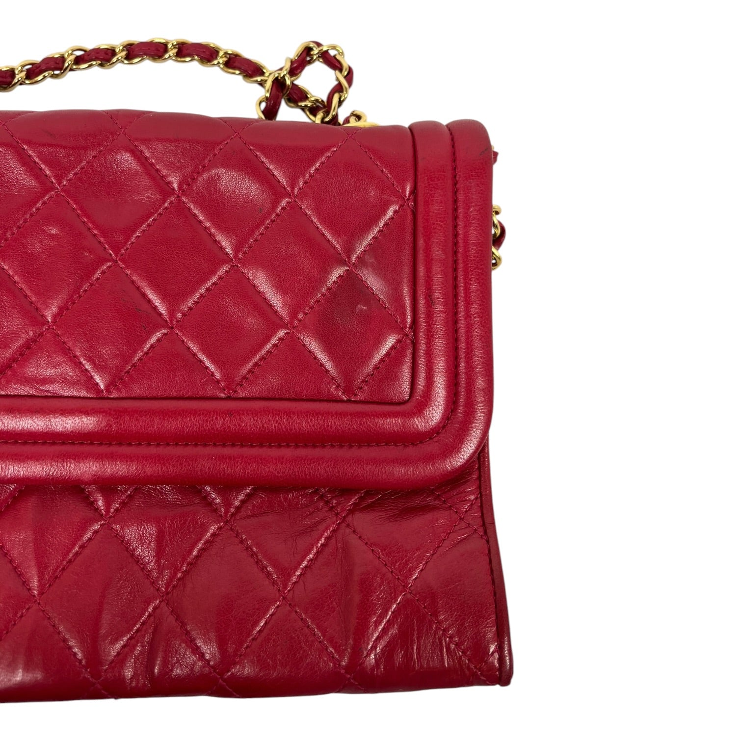 CHANEL/Cross Body Bag/Leather/RED/Vintage Quilted Tassel view 6