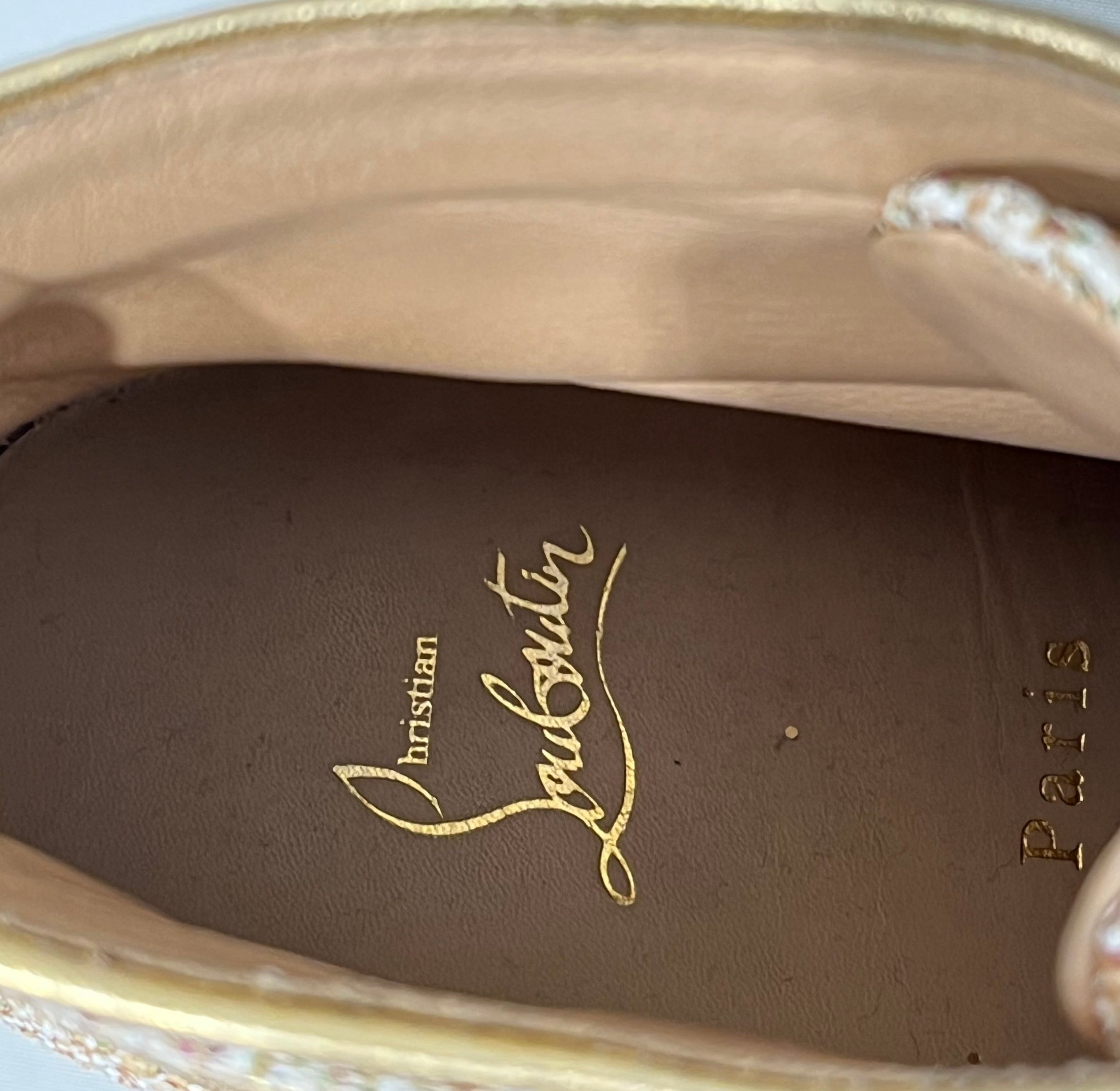 Christian Louboutin/Hi-Sneakers/EU 38/All Over Print/Leather/WHT/RAINBOW GILTTER ALL OVER view 5