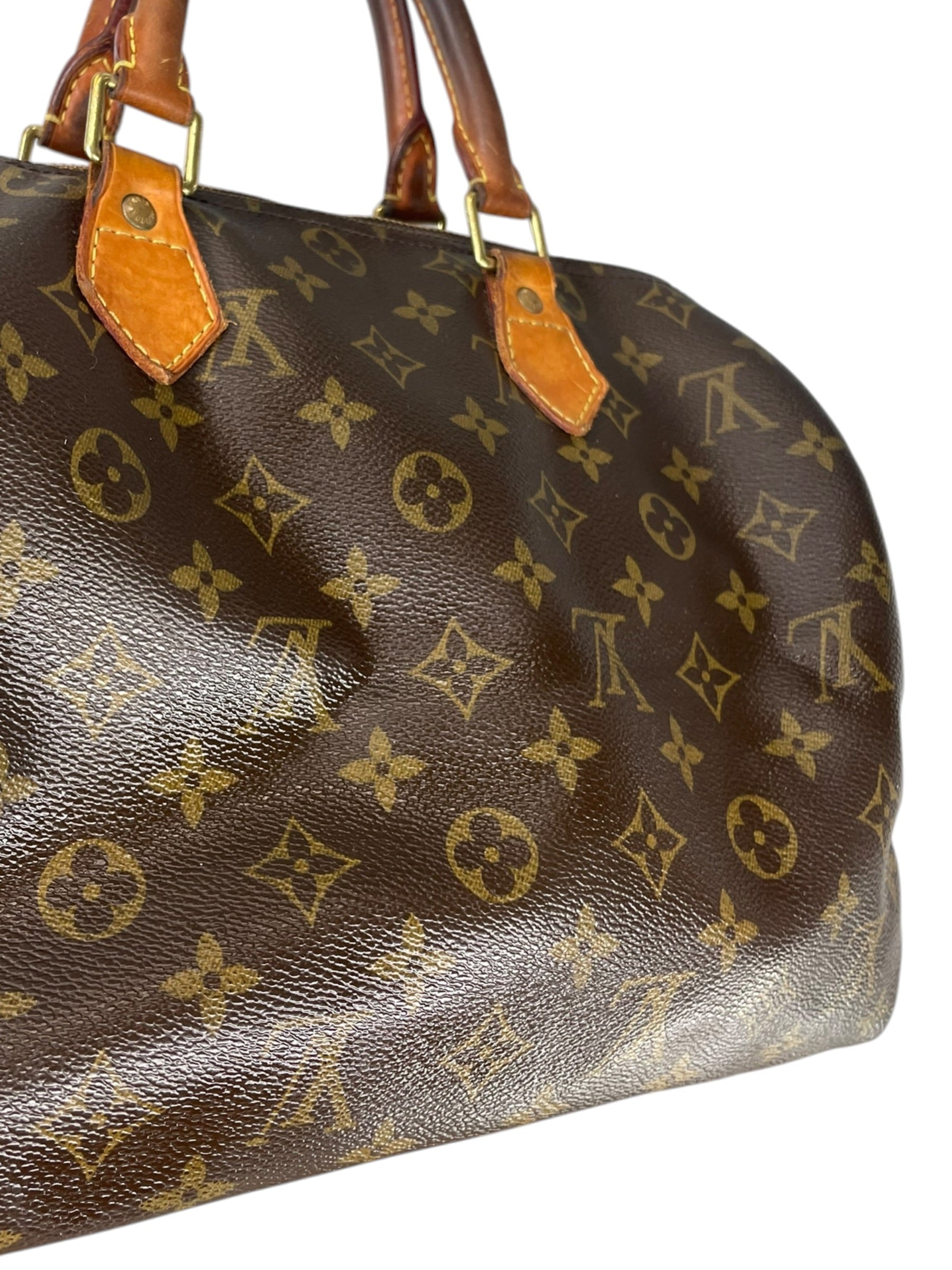 LOUIS VUITTON/Bag/Monogram/Leather/BRW/SPEEDY LEATHER HANDLES view 6