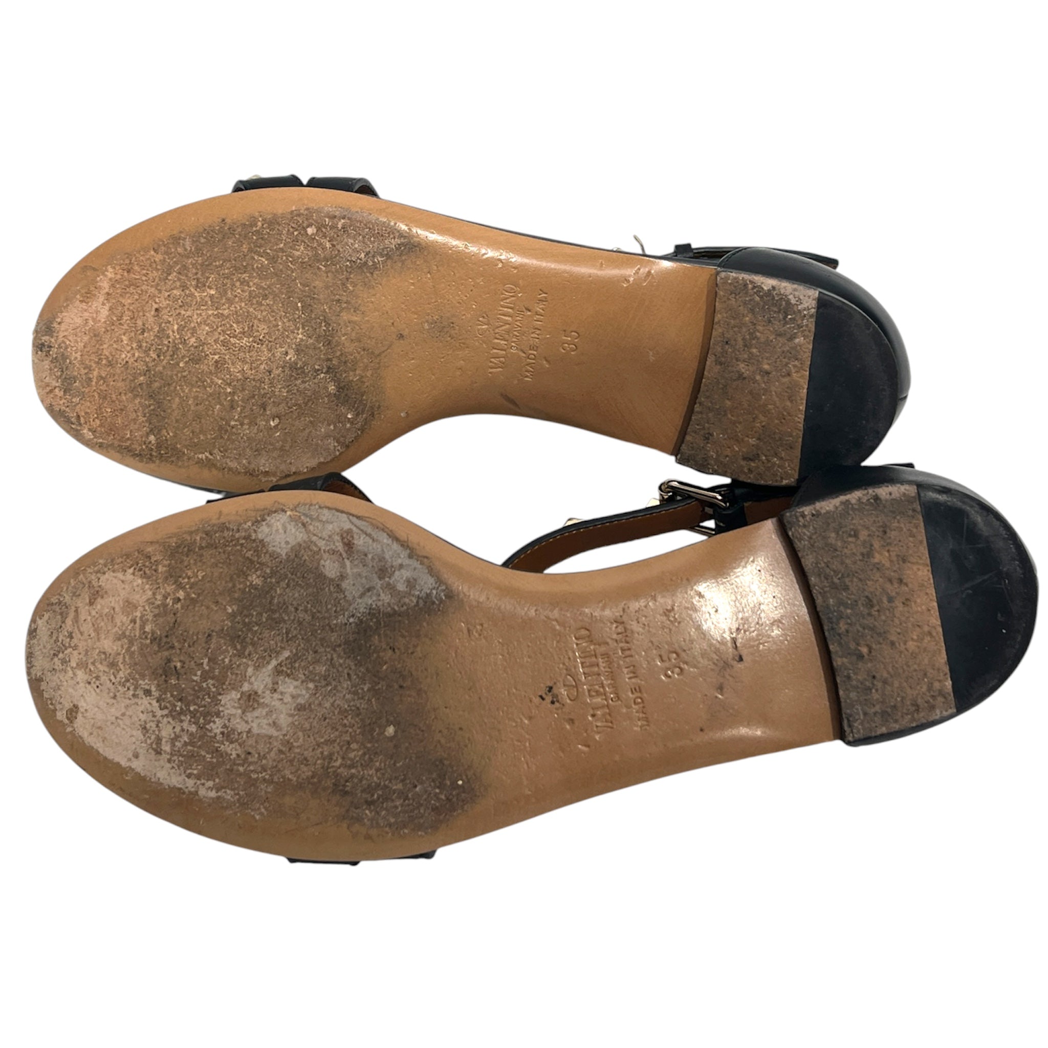 VALENTINO/Heels/EU 35/Leather/BLK/Open-Toe/Rockstud Sandal Criss Cross view 5
