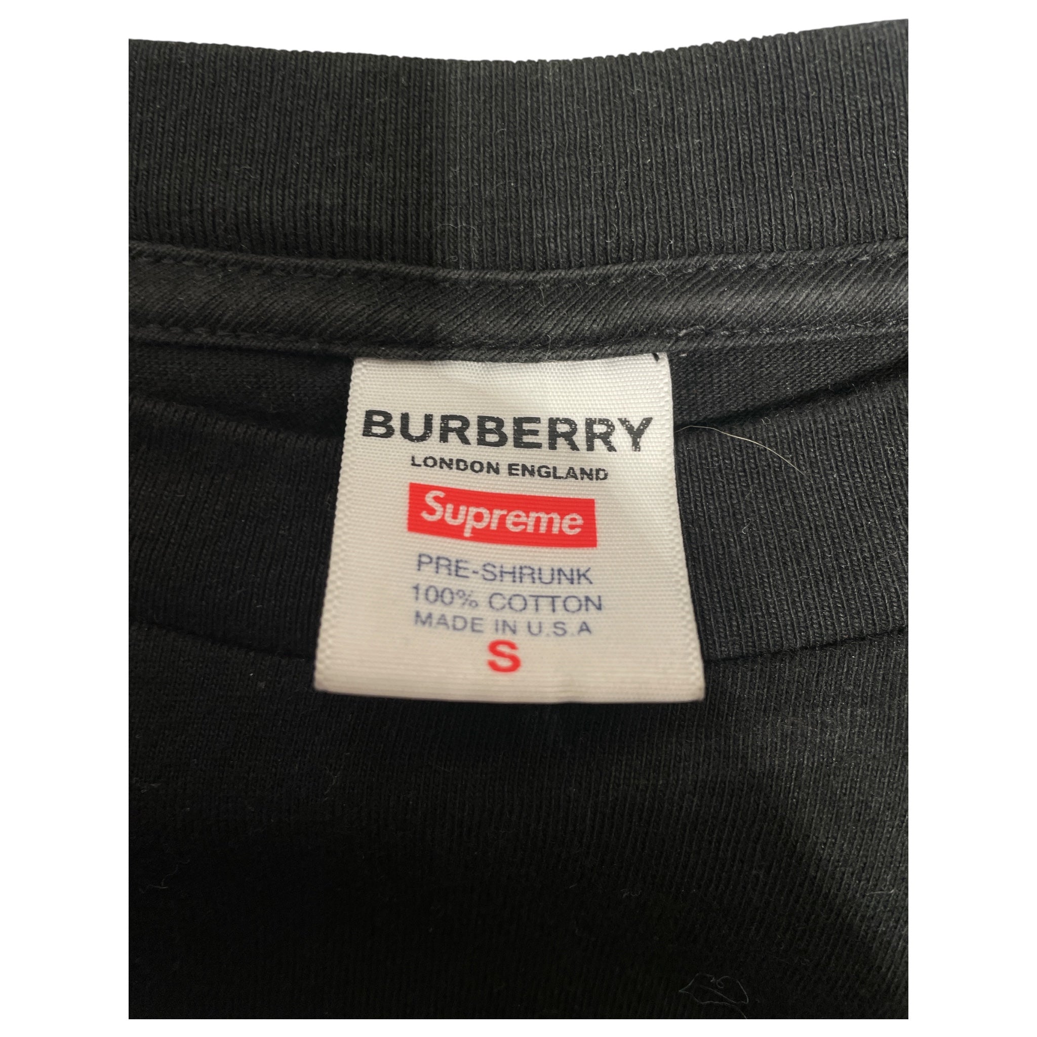 Supreme/BURBERRY/T-Shirt/S/Cotton/BLK/Burberry Check Box Logo Tee view 3