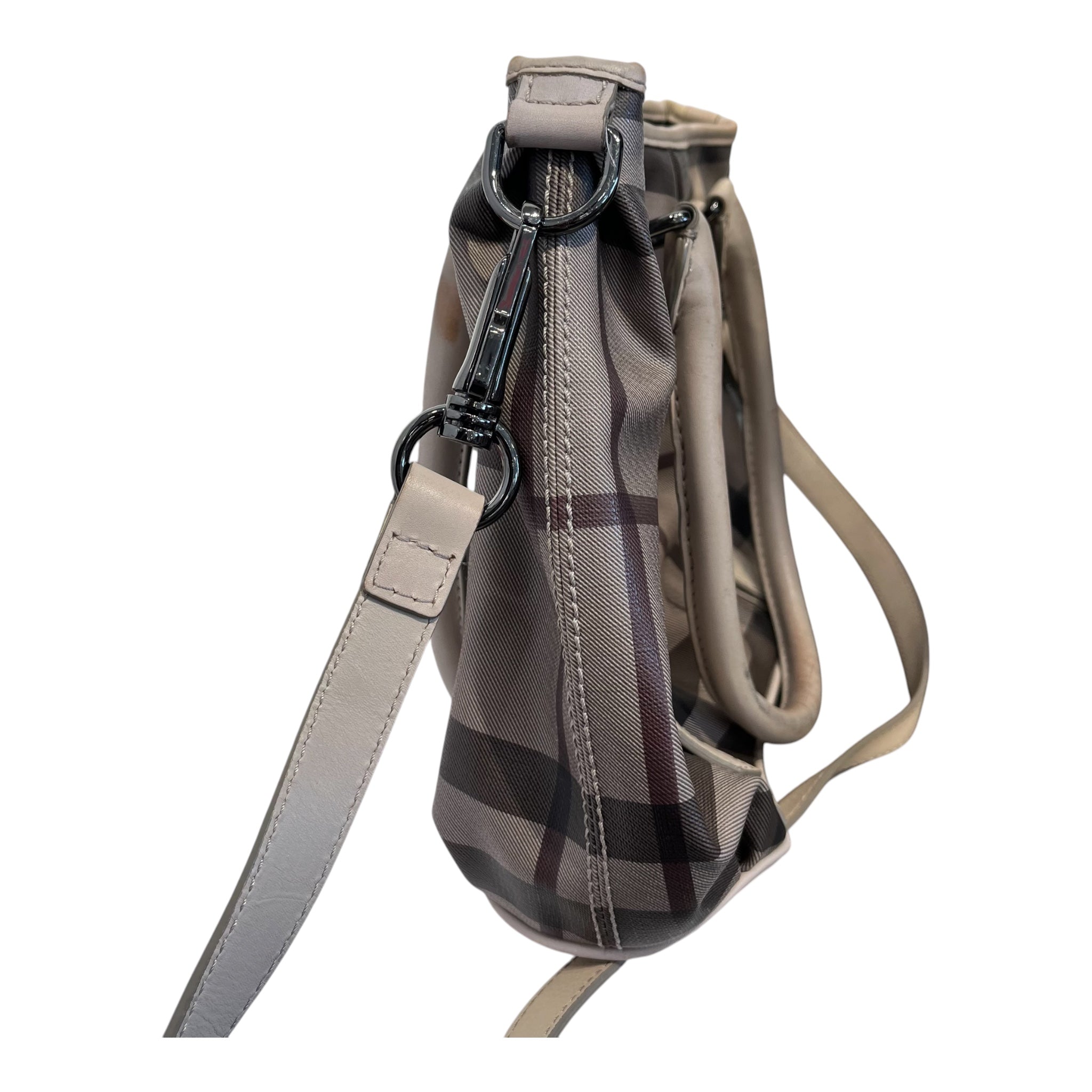 BURBERRY/Hand Bag/Plaid/Leather/BEG/burberry small smoked tote view 6