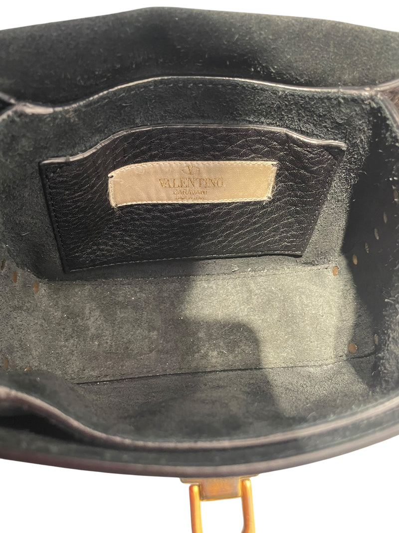 VALENTINO GARAVANI/Cross Body Bag/Leather/BLK/Rolling Rockstud
