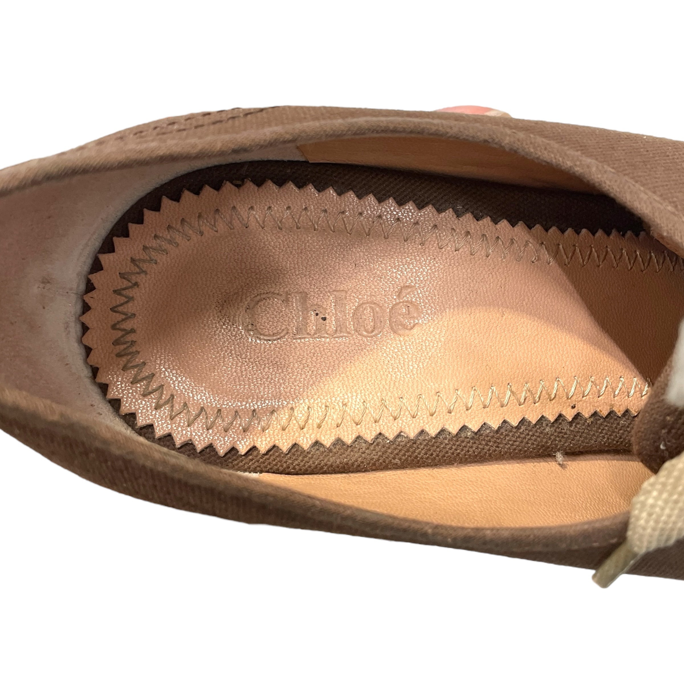 Chloe/Heels/US 7/Cotton/BRW/Canvas Lace Up Wedges view 3