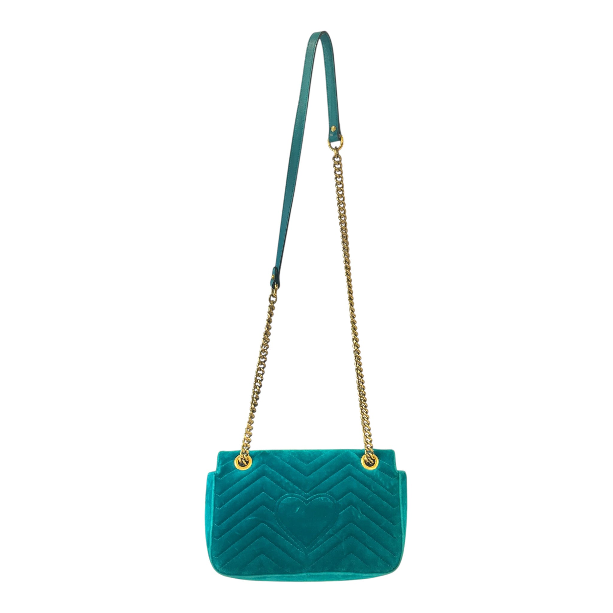 GUCCI/Hand Bag/BLU/TEAL VELVET MARMONT FLAP SMALL view 2
