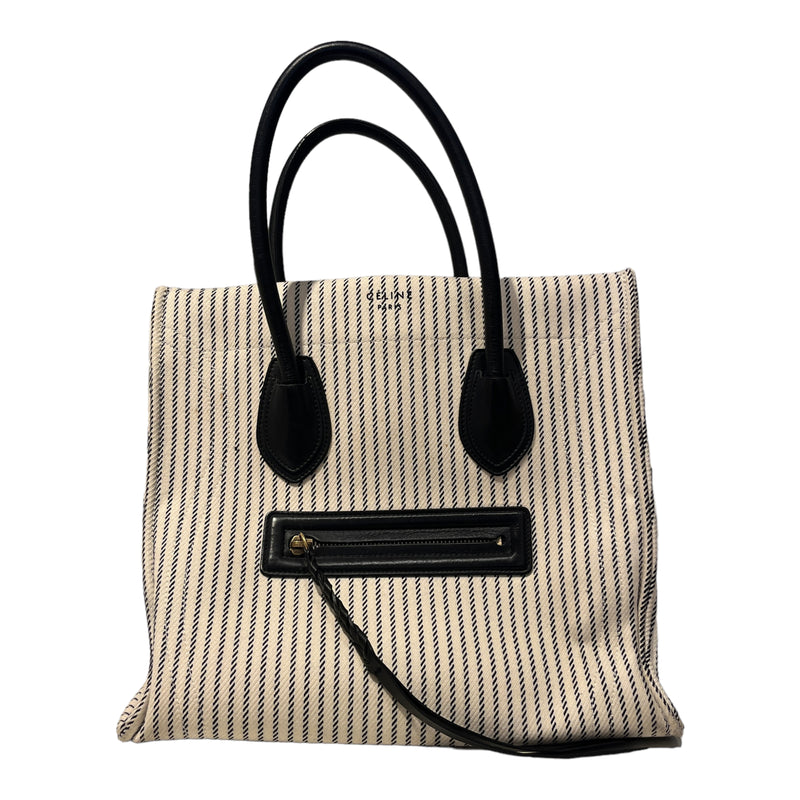 CELINE/Bag/Stripe/WHT/striped medium frnt buckle bag