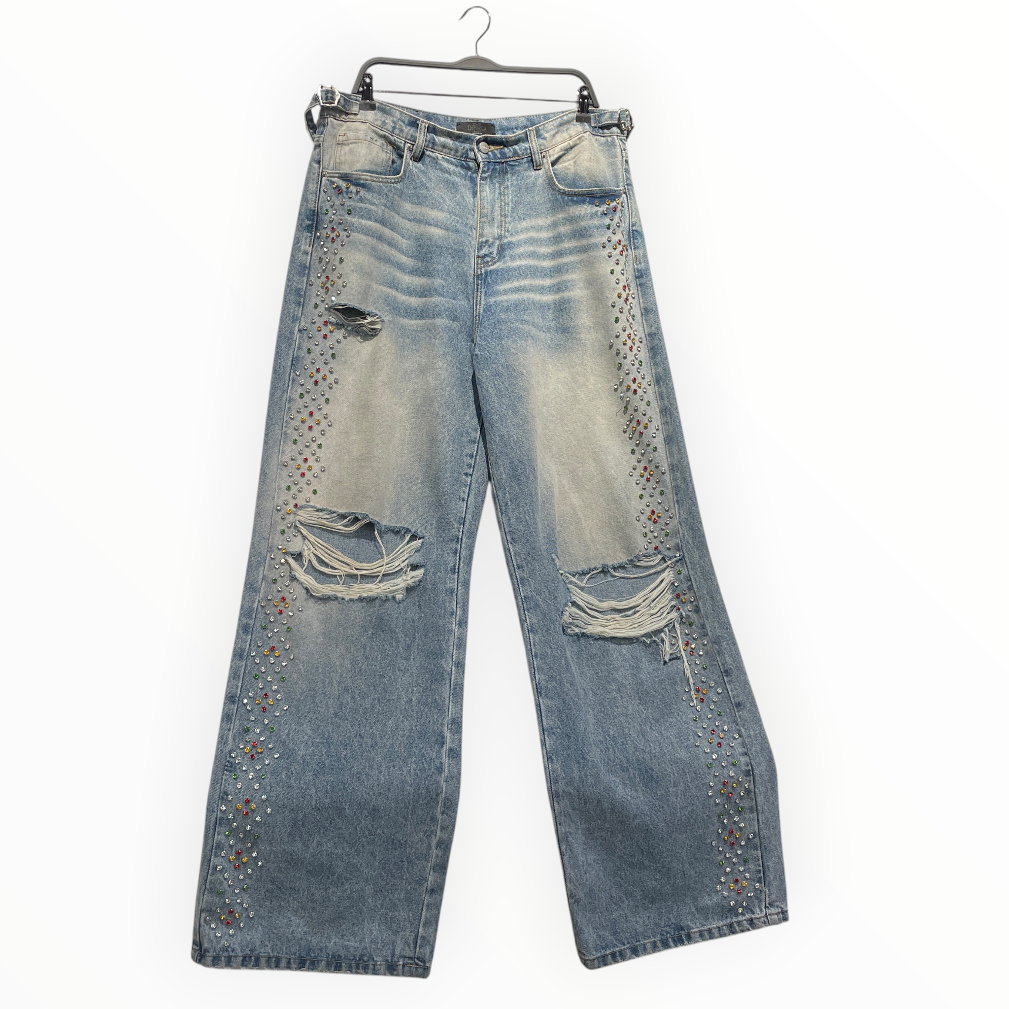 HMDD/Straight Pants/L/Cotton/BLU/diamonds on the side view 1