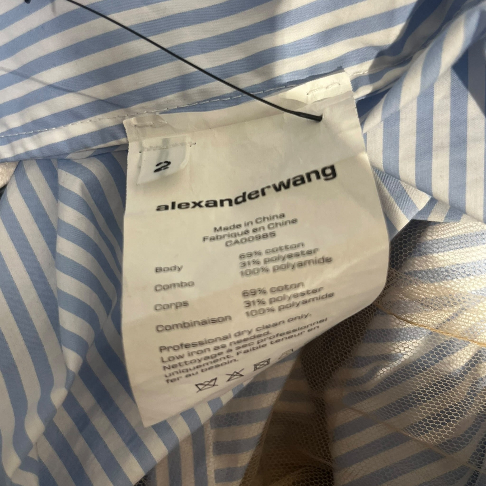 Alexander Wang/LS Blouse/2/Stripe/Cotton/BLU/ASYMMETRIC LS STRIPED view 4