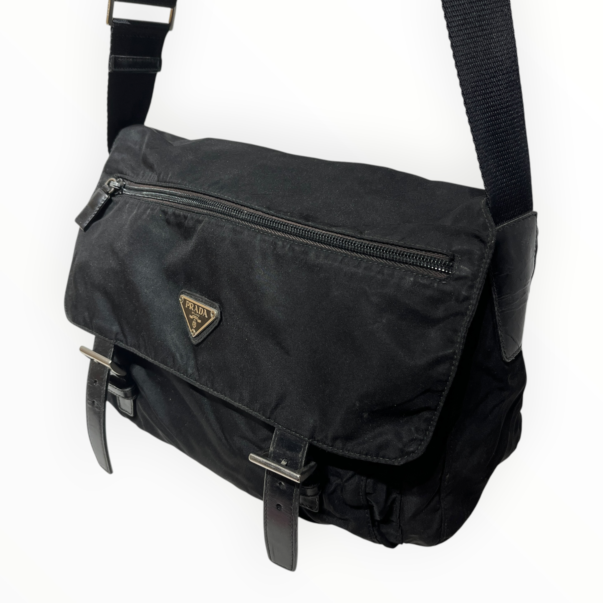 PRADA/Cross Body Bag/Nylon/BLK/tessuto messenger view 5