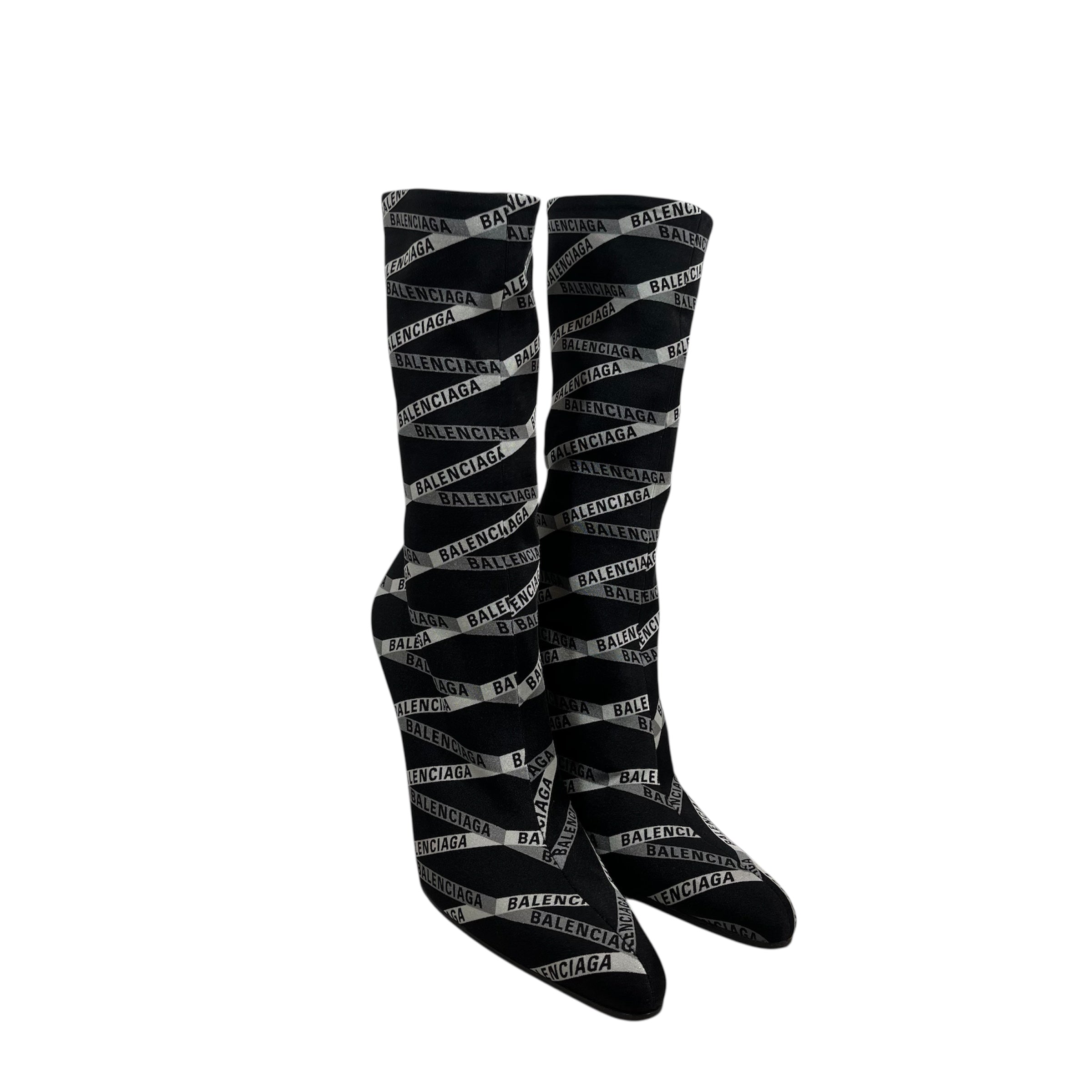 BALENCIAGA/Heels/EU 37/Monogram/BLK/SOCK BOOTS view 1