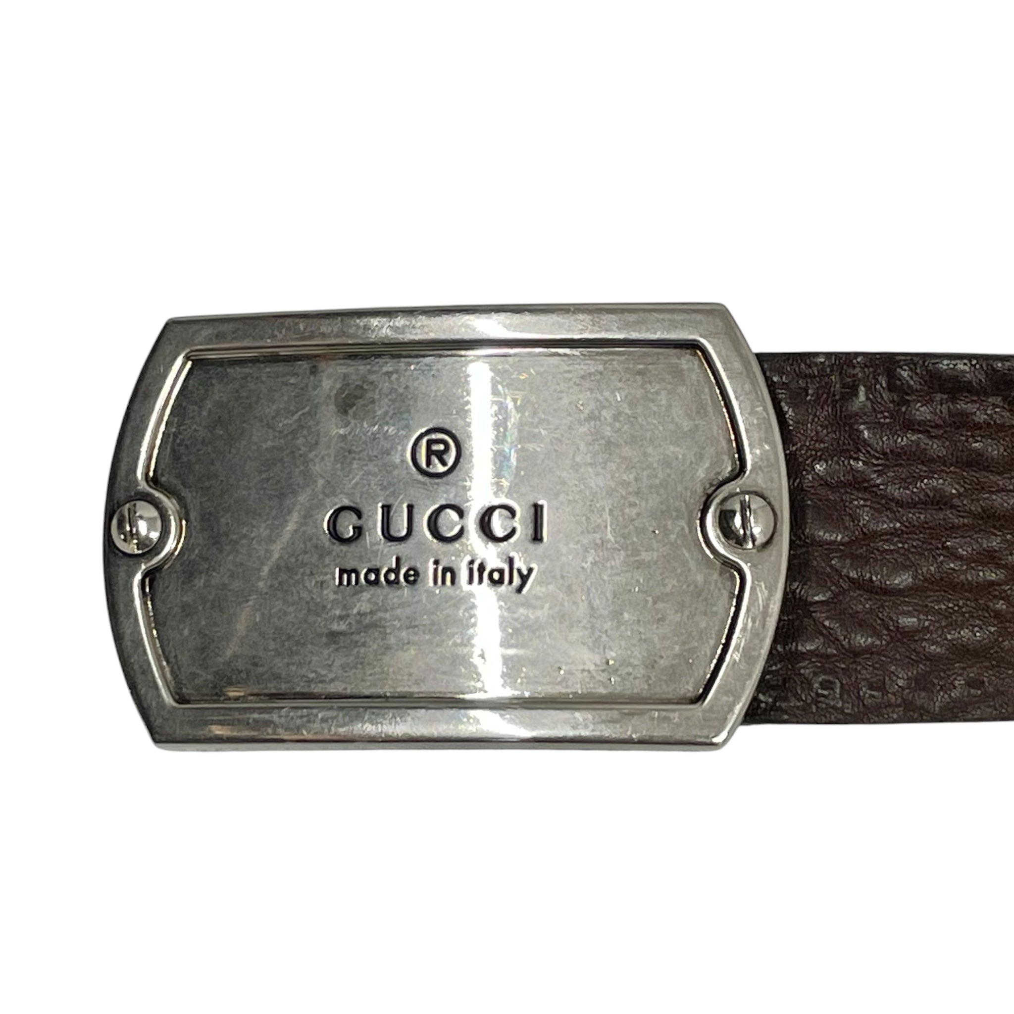 GUCCI/Belt/Leather/BRW/M's/GUCCI SILVER BUCKLE BELT view 3
