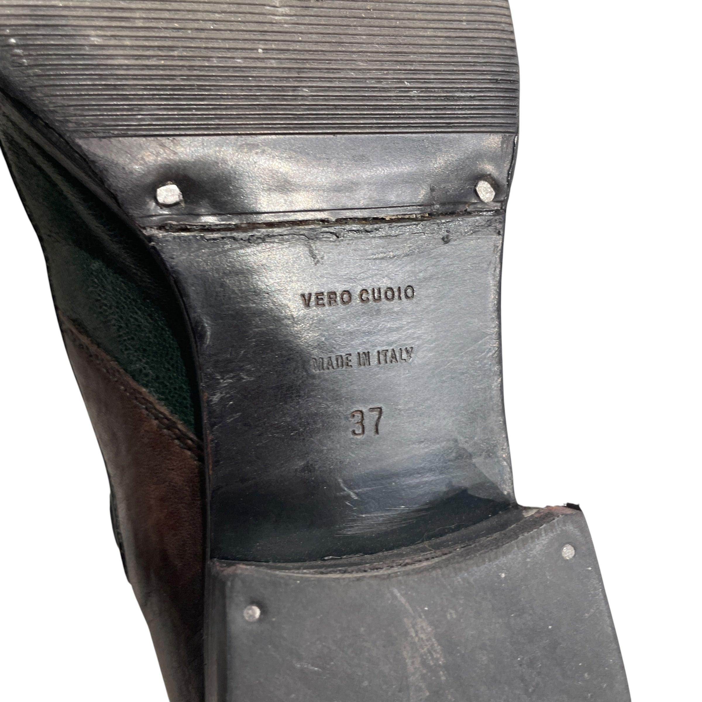 MIU MIU/Dress Shoes/EU 37/Leather/MLT/BRWN/BLK/GRN HEELED DERBY view 6