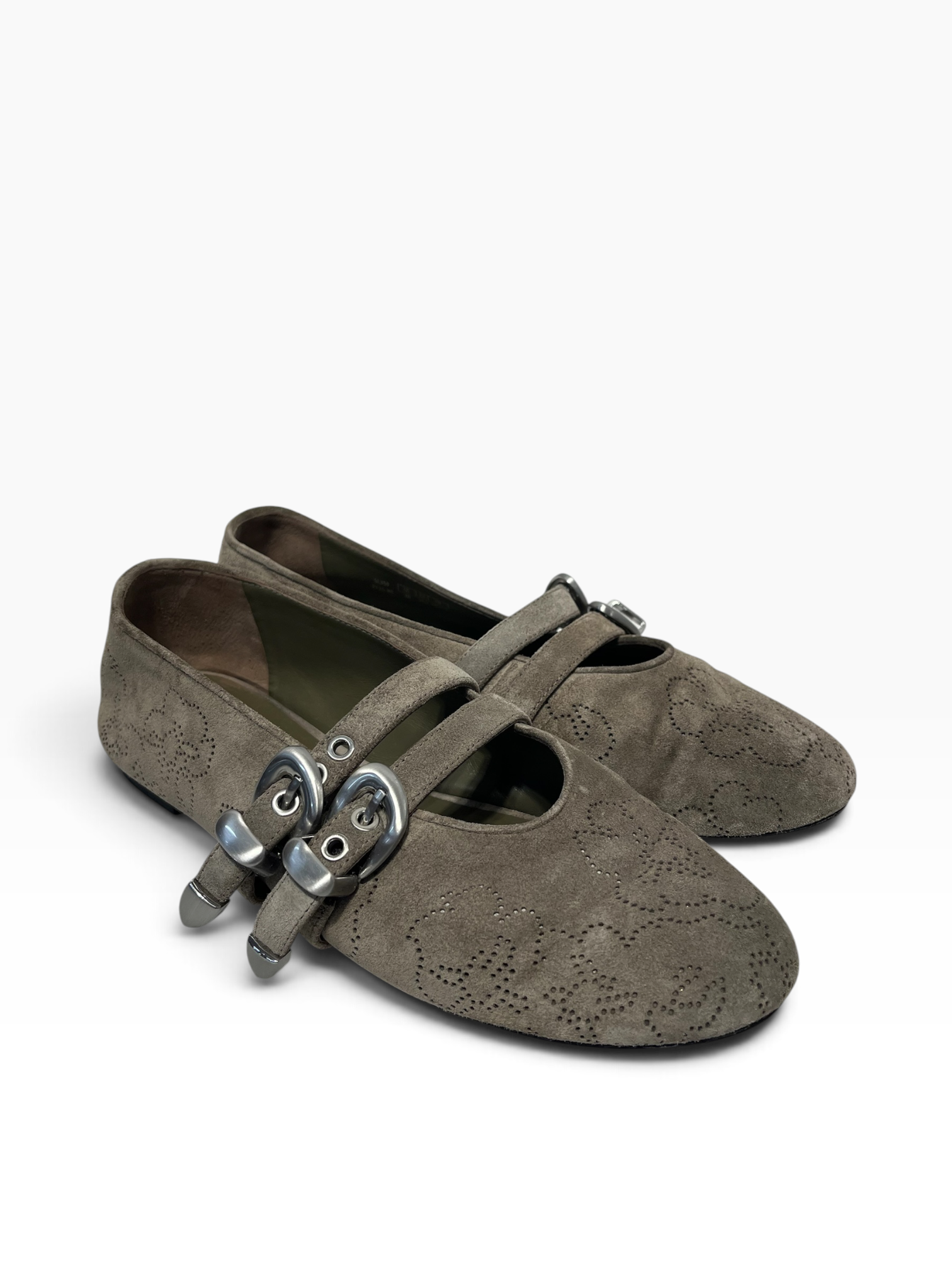 STUART WEITZMAN/Flat Shoes/US 8/Floral Pattern/Suede/GRY/ view 1